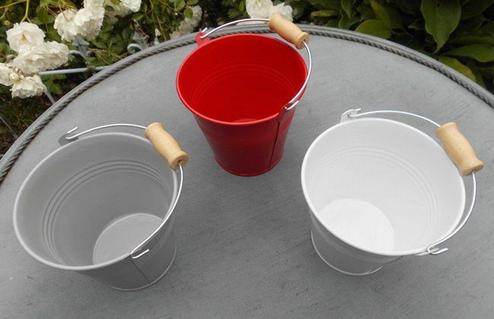 Deko-Impression Übertopf Metalleimer 3 St. rot günstig online kaufen