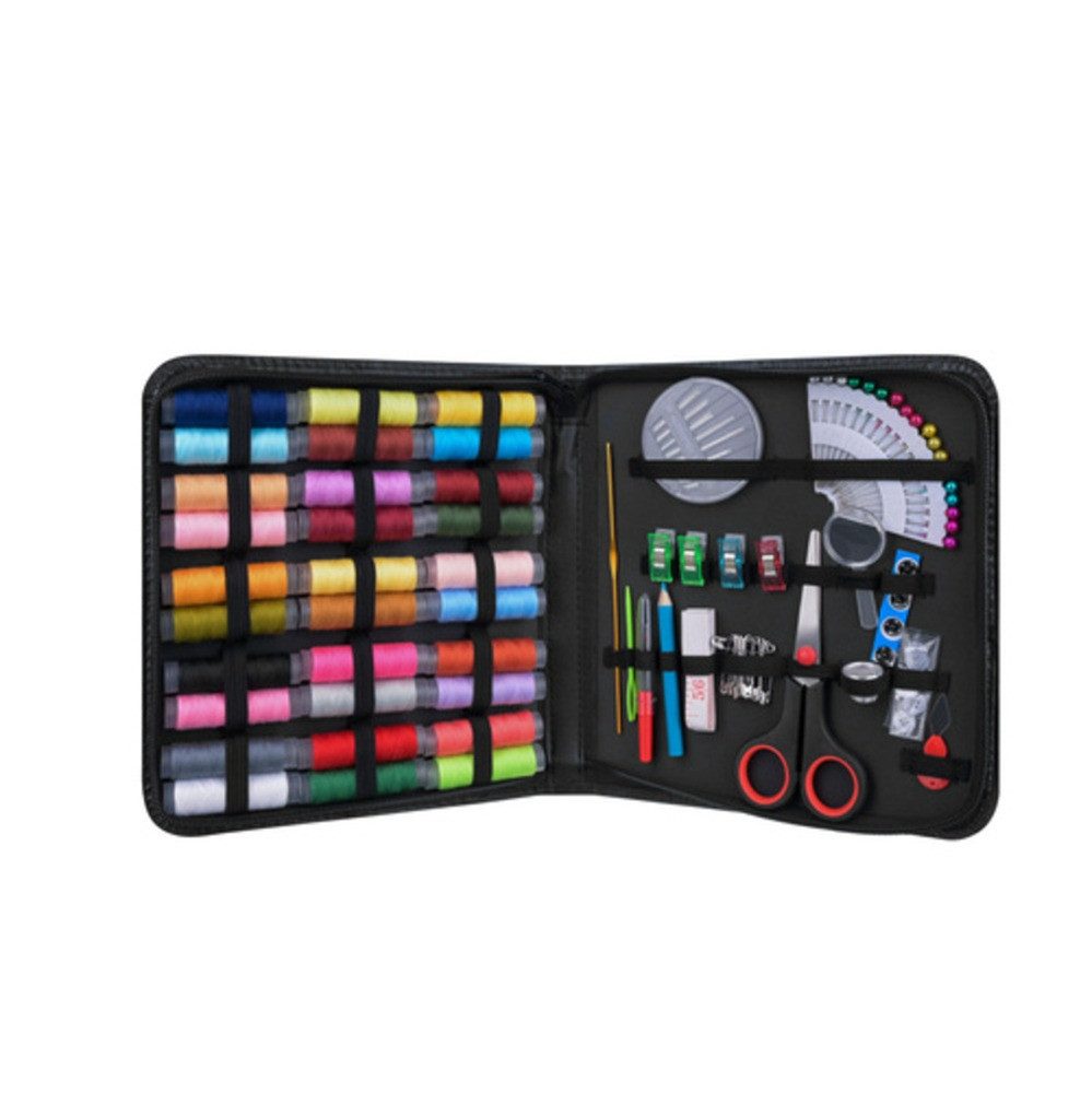 Ruhhy Nähset Häkelnadeln Nähgarn, (Spar-Set, 112-St., XXL-Etui), Die kompakte Tasche (22,5x19,5x3 cm) mit Reißverschluss