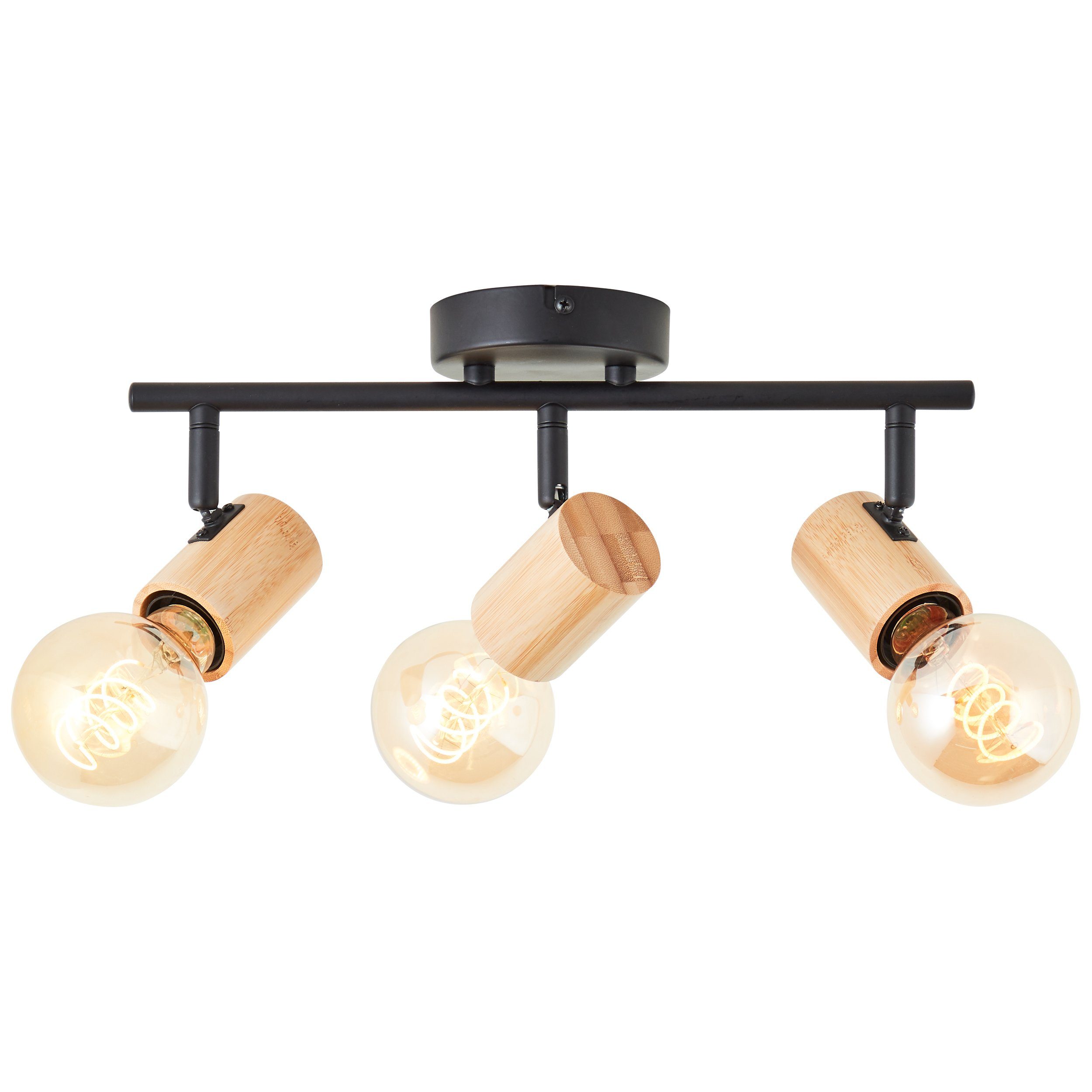 Brilliant Deckenstrahler Kerry, ohne Leuchtmittel, Breite 36 cm, E27, Metall/Bambus, schwarz/natur