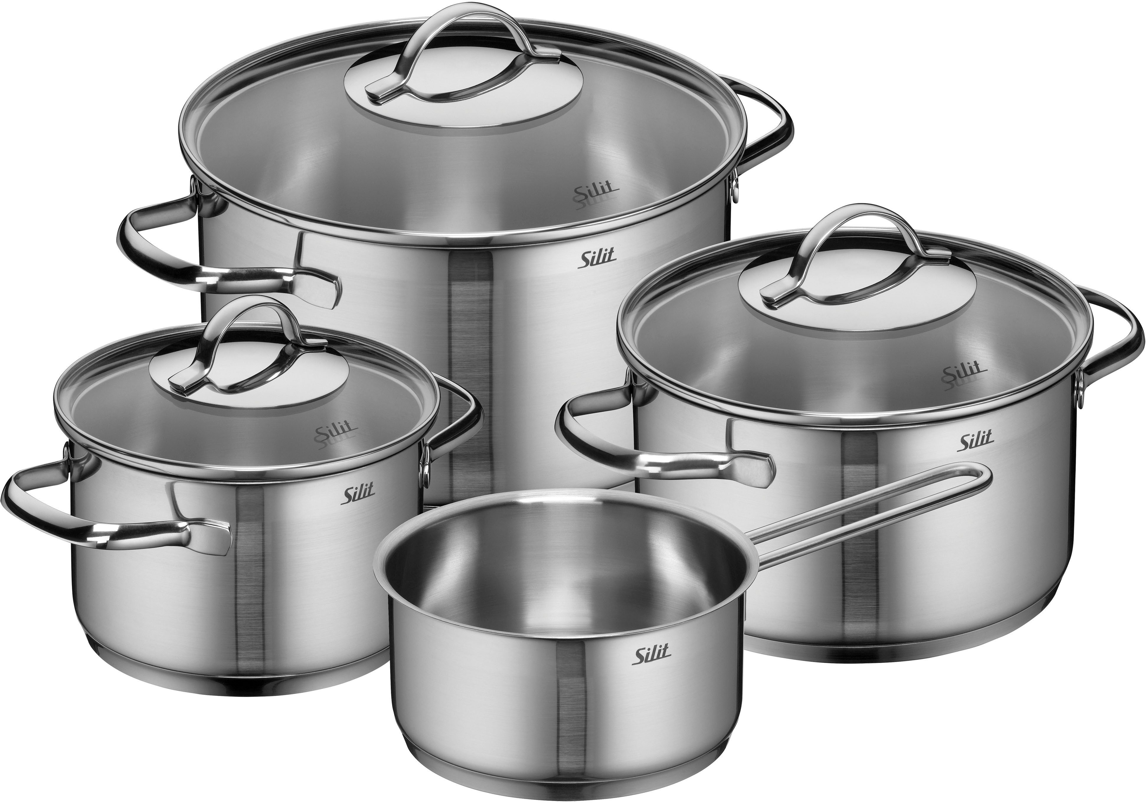 Silit Topf-Set Achat, Edelstahl 18/10 (Set, 7-tlg), rostfrei, Silitherm-Allherdboden, induktionsgeeignet
