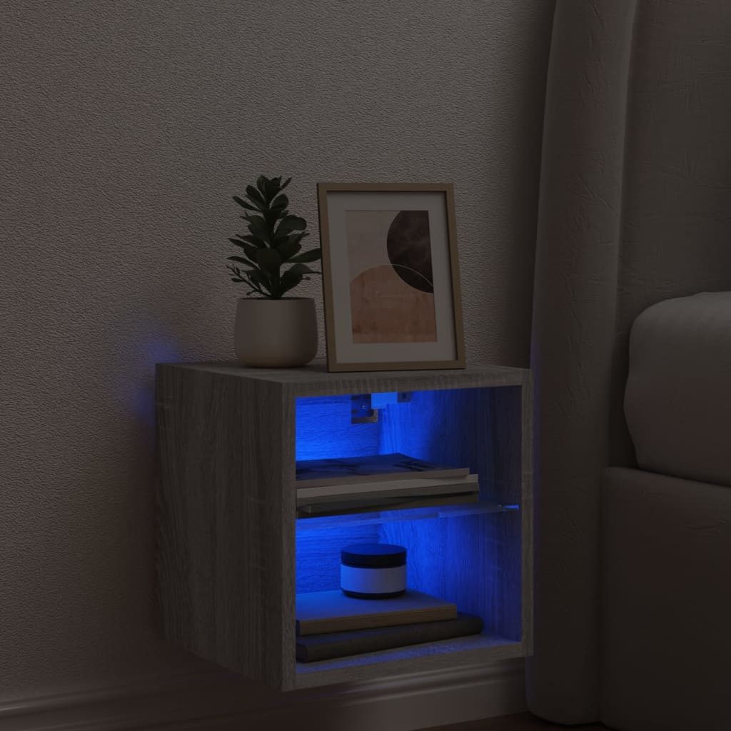 vidaXL TV-Wand TV-Wandschrank mit LED-Leuchten Grau günstig online kaufen