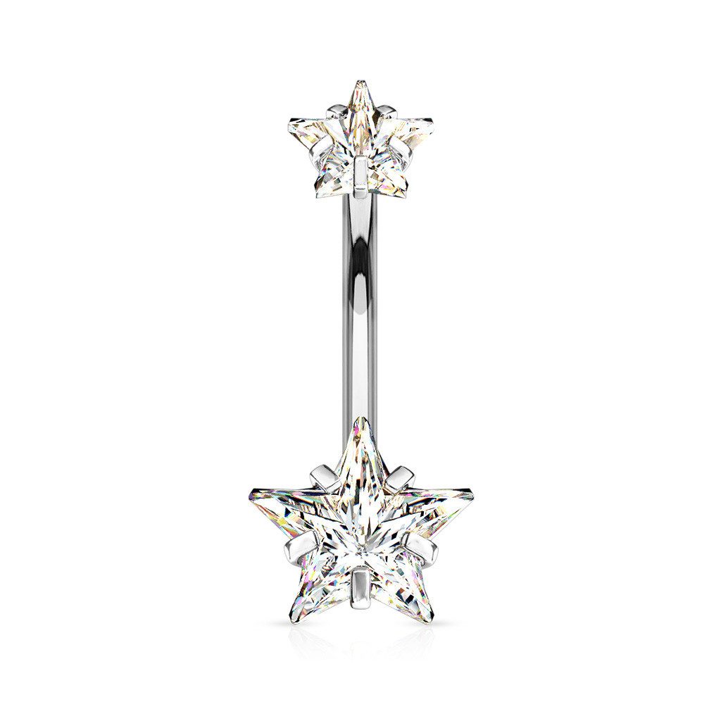 Taffstyle Bauchnabelpiercing Bauchnabelpiercing Banane Stecker Zirkonia Stern Innengewinde Silber (Bauchnabel Piercing Schmuck Stecker), Bauchnabelpiercing Banane