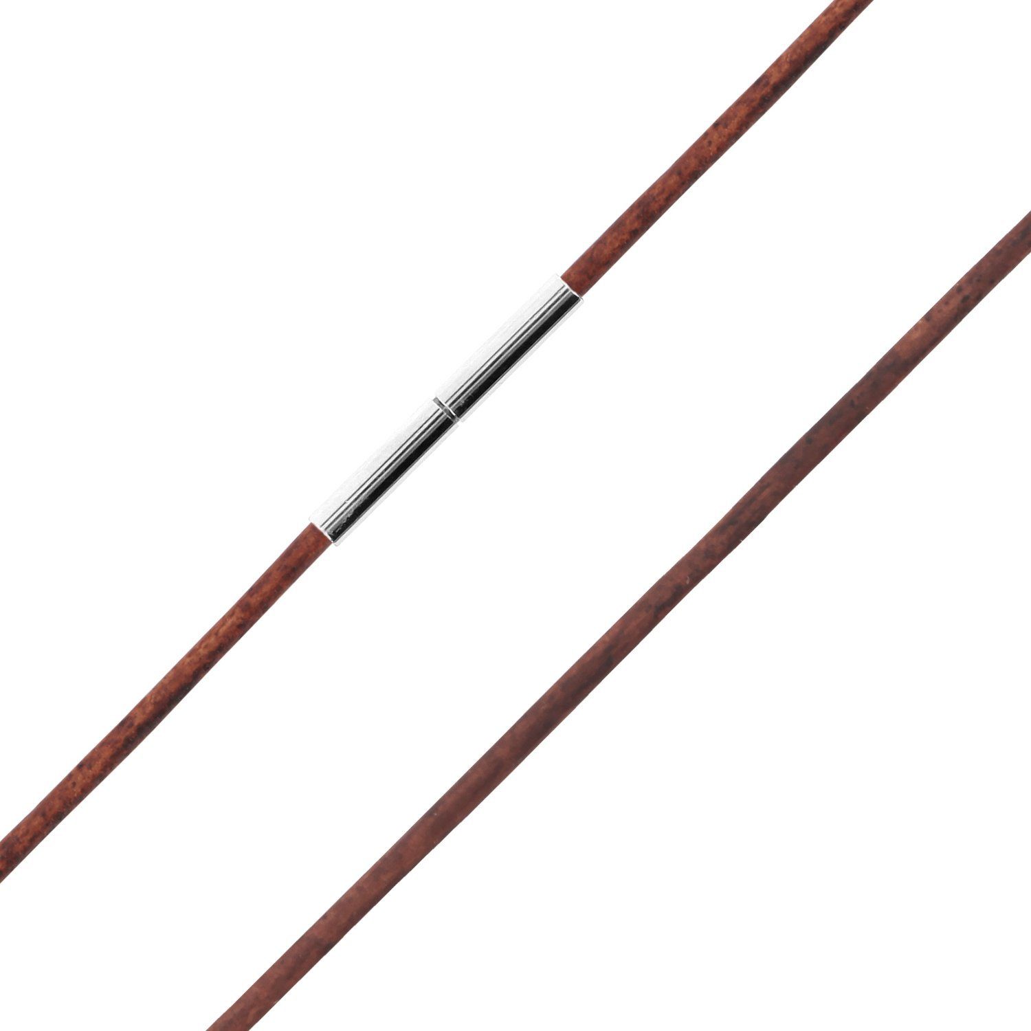 Auroris Lederband 2mm Echtleder Kette mit Edelstahl Tunnel-Drehverschluss, Made in Germany