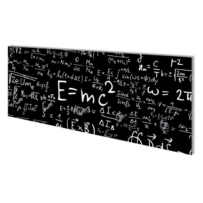 Wallario Wandgarderobe Mathematische Formeln  Relativitätstheorie (1-teilig inkl. Haken und Befestigungsset) 80x30cm aus ESG-Sicherheitsglas