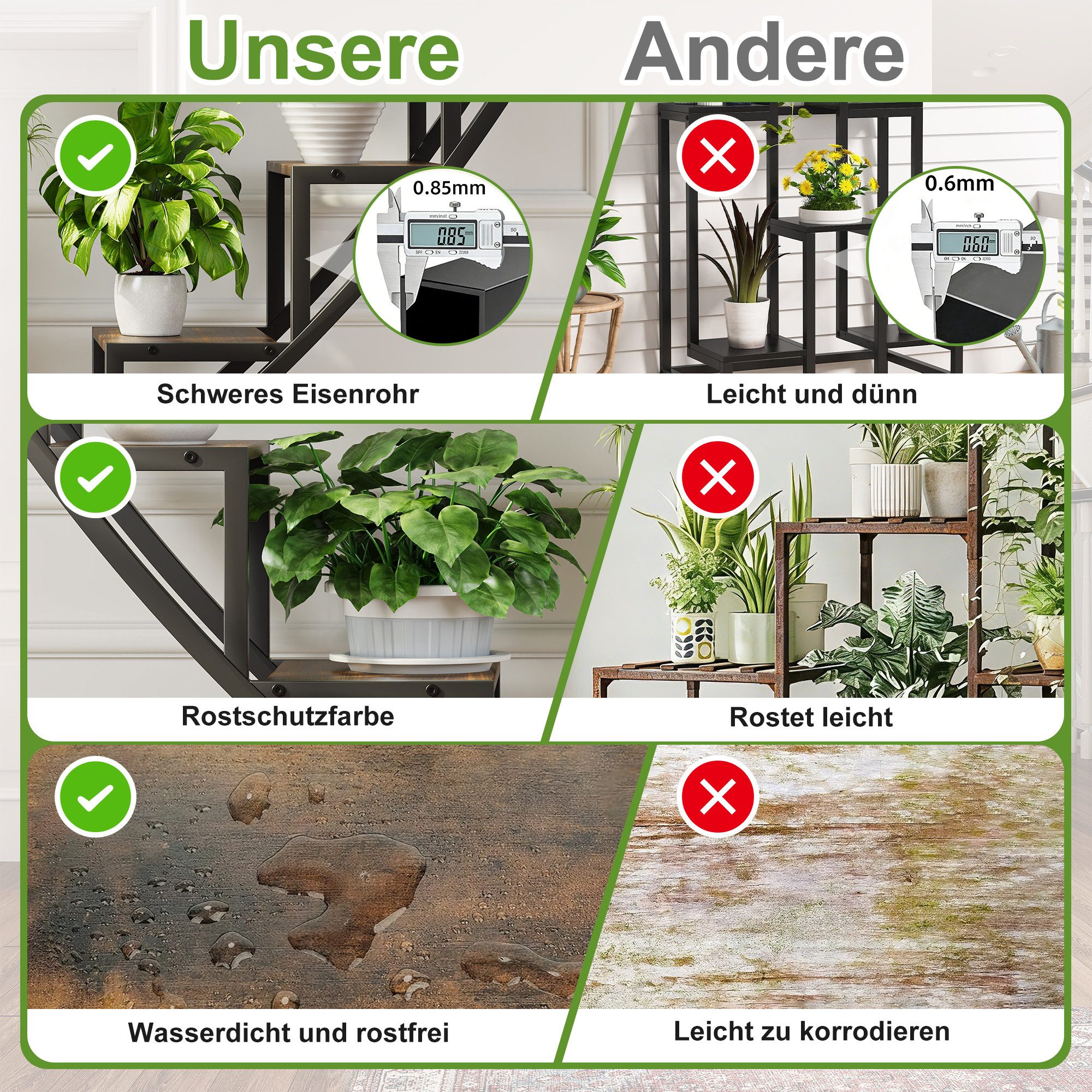 BELUPAI Pflanzentreppe Blumenständer Pflanzenständer mit Wachstumslicht, 3 Etagen,herzförmig,Für Zimmerpflanzen, ideal für Wohnzimmer
