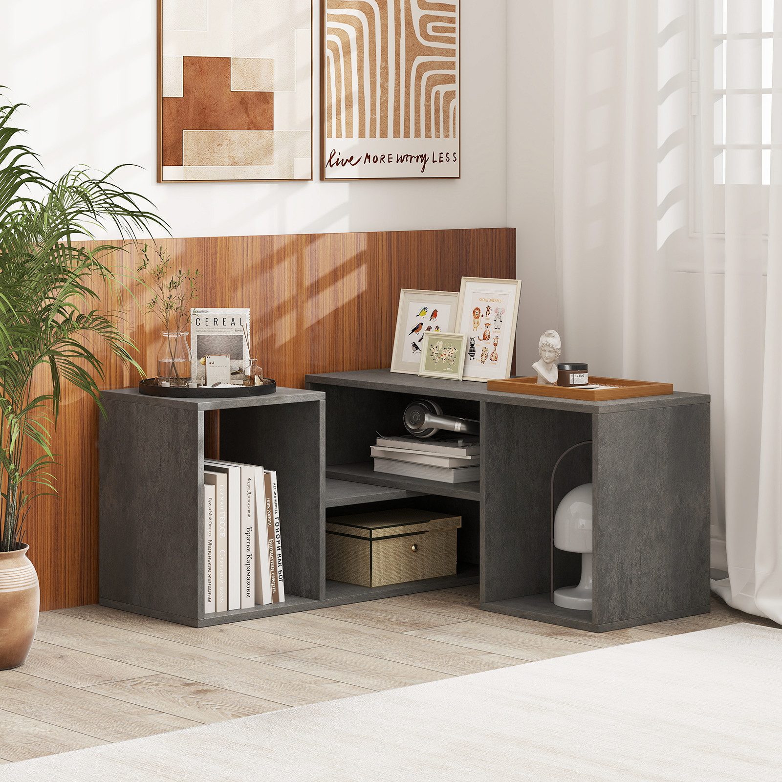 COSTWAY TV-Schrank TV-Regal freie Kombination, mit offenen Regalen, 110-134 günstig online kaufen