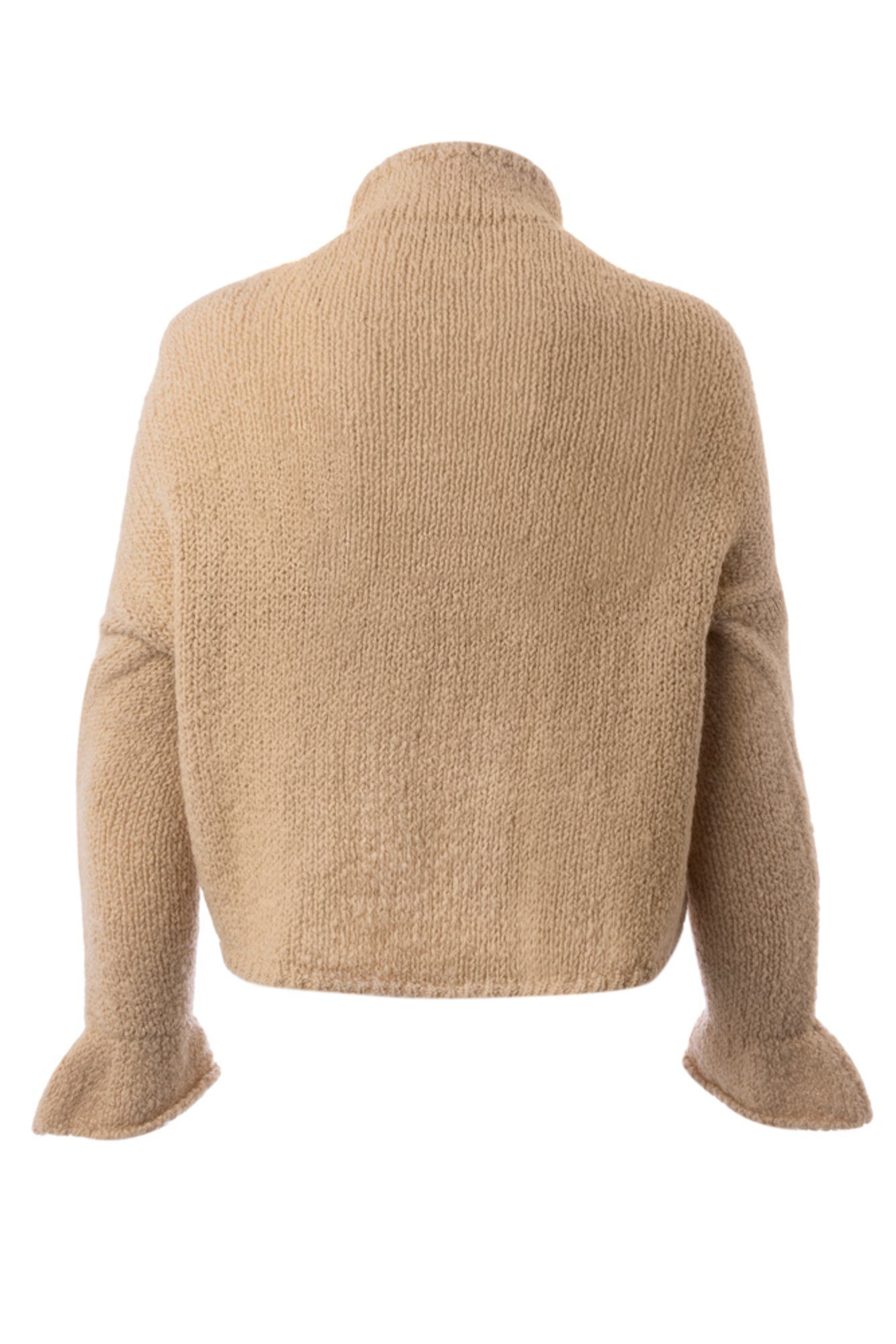 Damen Pullover wildes. Strickpullover B-8 Langarm Pullover aus Wolle mit Volantabschluss am Ärmel