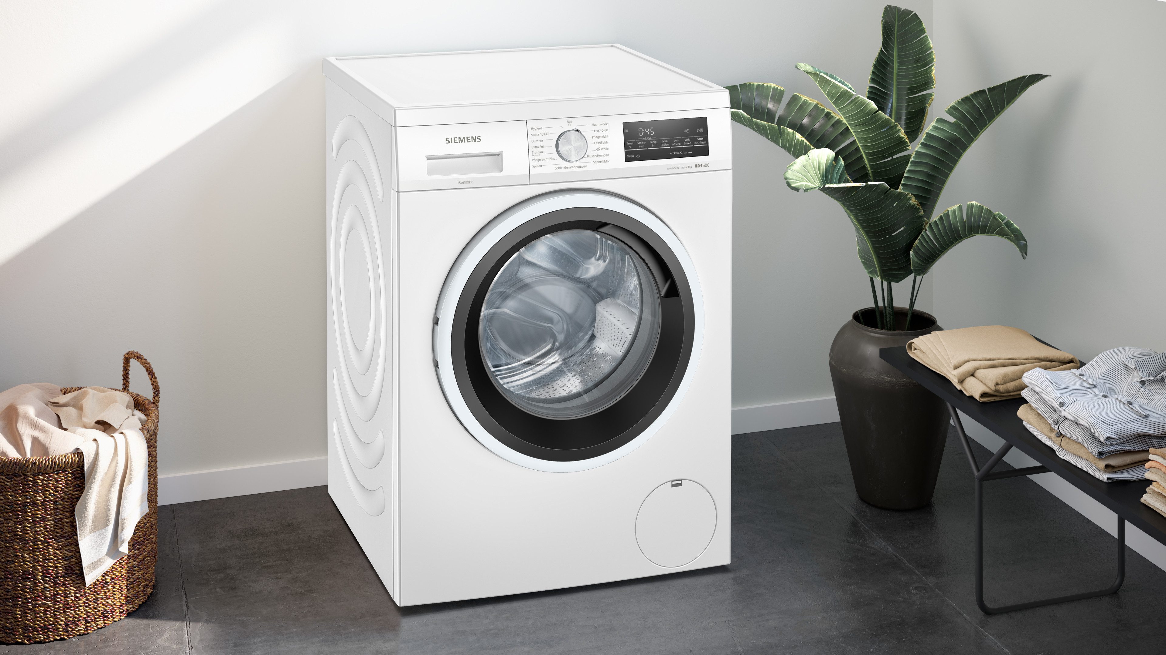 SIEMENS Waschmaschine iQ500 WU14UT42, 9 kg, 1400 U/min, Unterbaufähig, Outdoor-Programm, aquaStop®, Kurzprogramme – Bild 5 von 5