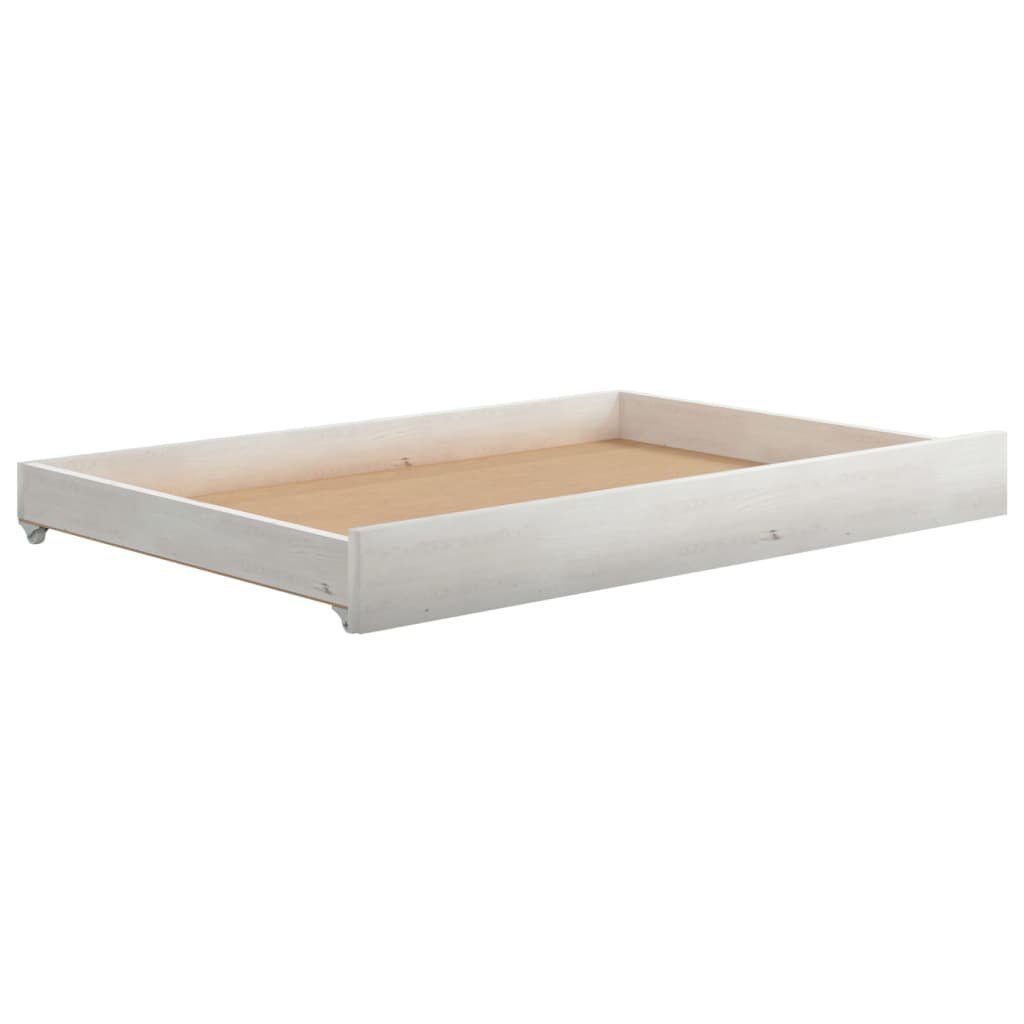 furnicato Bettschubkasten Tagesbett-Schublade aus Massivholz Weiß 88 x 61 x 9 cm (1 St), Stauraum-Box mit 4 leichtgängigen Rädern für das Schlafzimmer-Bett