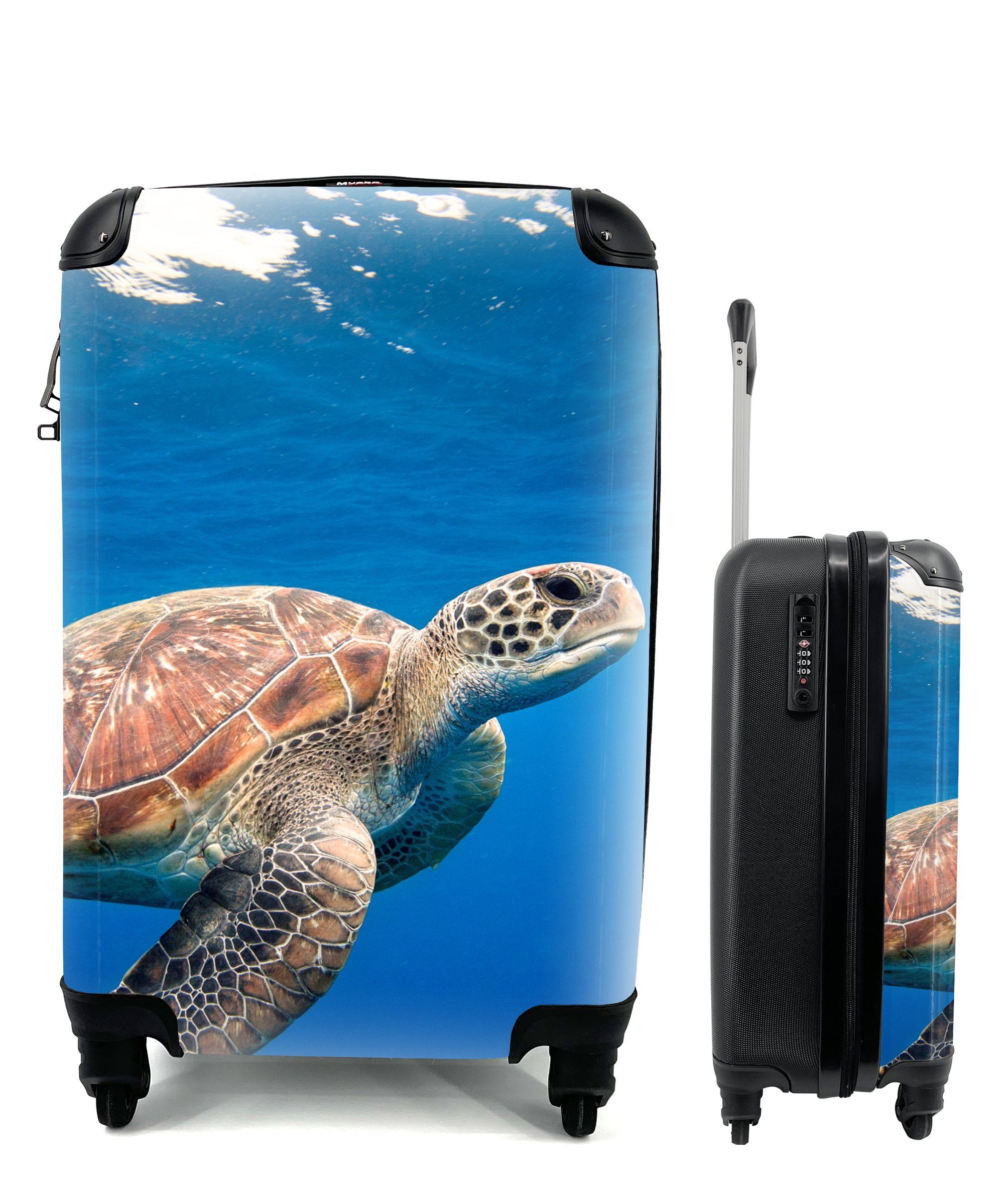 Ozean, Rollen, rollen, 4 Trolley, im MuchoWow für mit Handgepäckkoffer Reisetasche Schildkröte Reisekoffer Handgepäck Ferien,