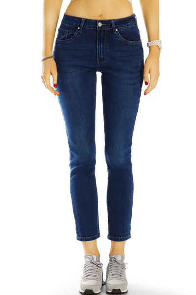 be styled 7/8-Jeans dunkelblaue Damenjeans, röhrige mid waist Hosen j3m