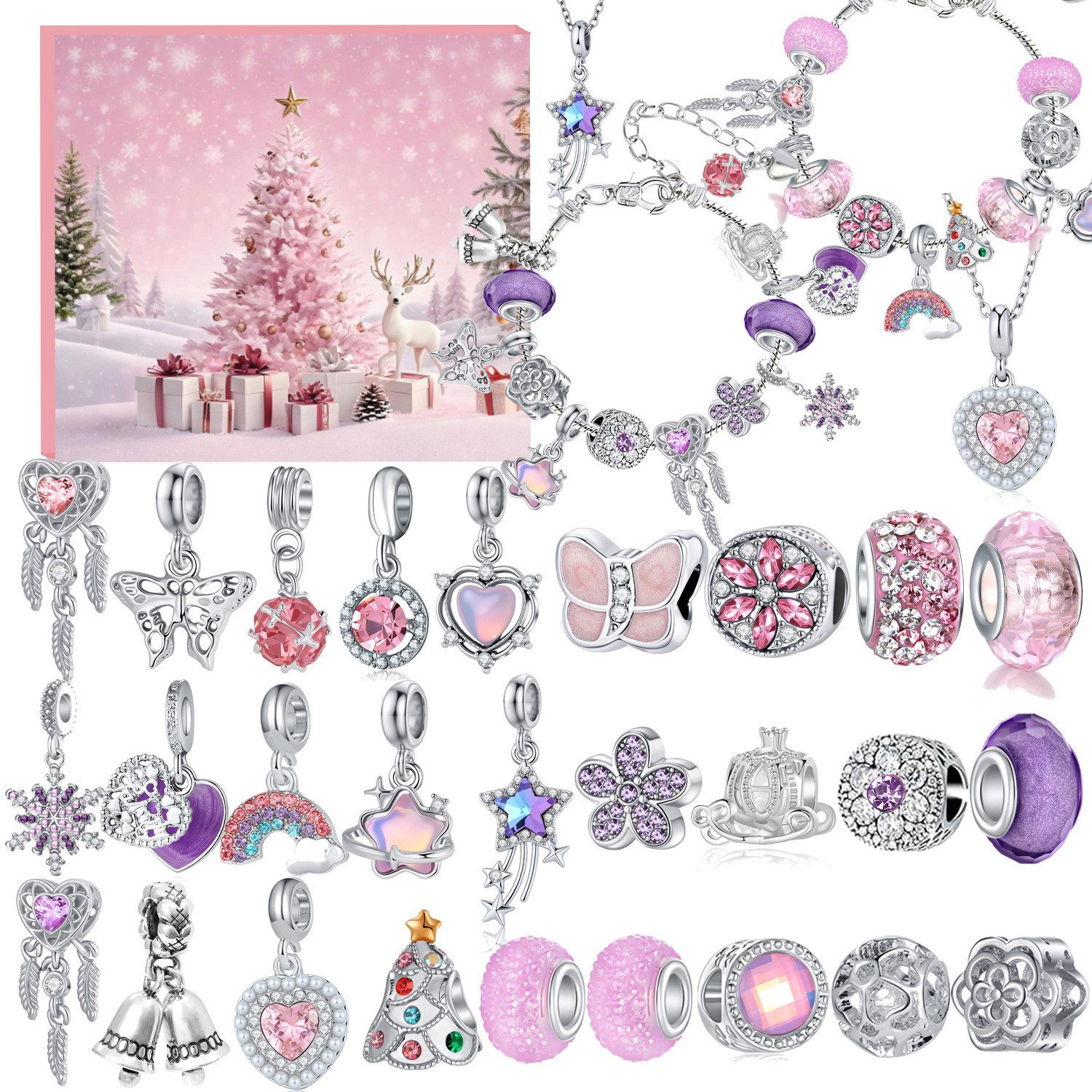 CLTYQ Adventskalender Schmuck Adventskalender 2025 Frauen Teenager Mädchen, Geschenke, Weihnachtskalender Armband Halsketten Charm Mädchen Schmuck