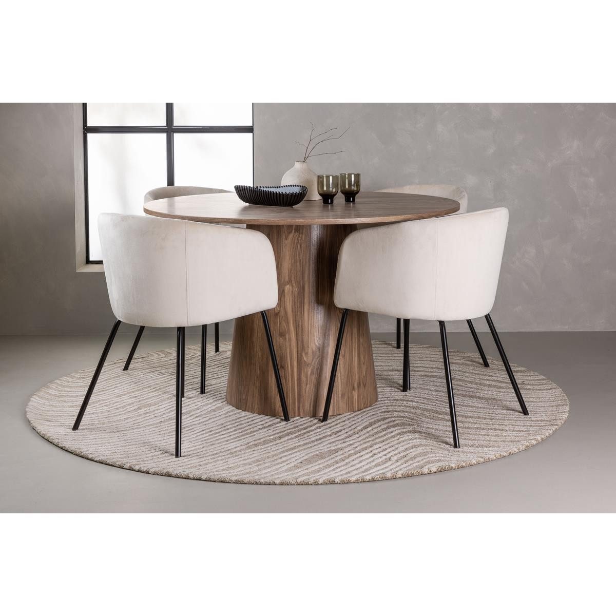 BOURGH Essgruppe LANZA Esstischgruppe Ø120cm - Runder Esstisch mit 4 Esszim günstig online kaufen