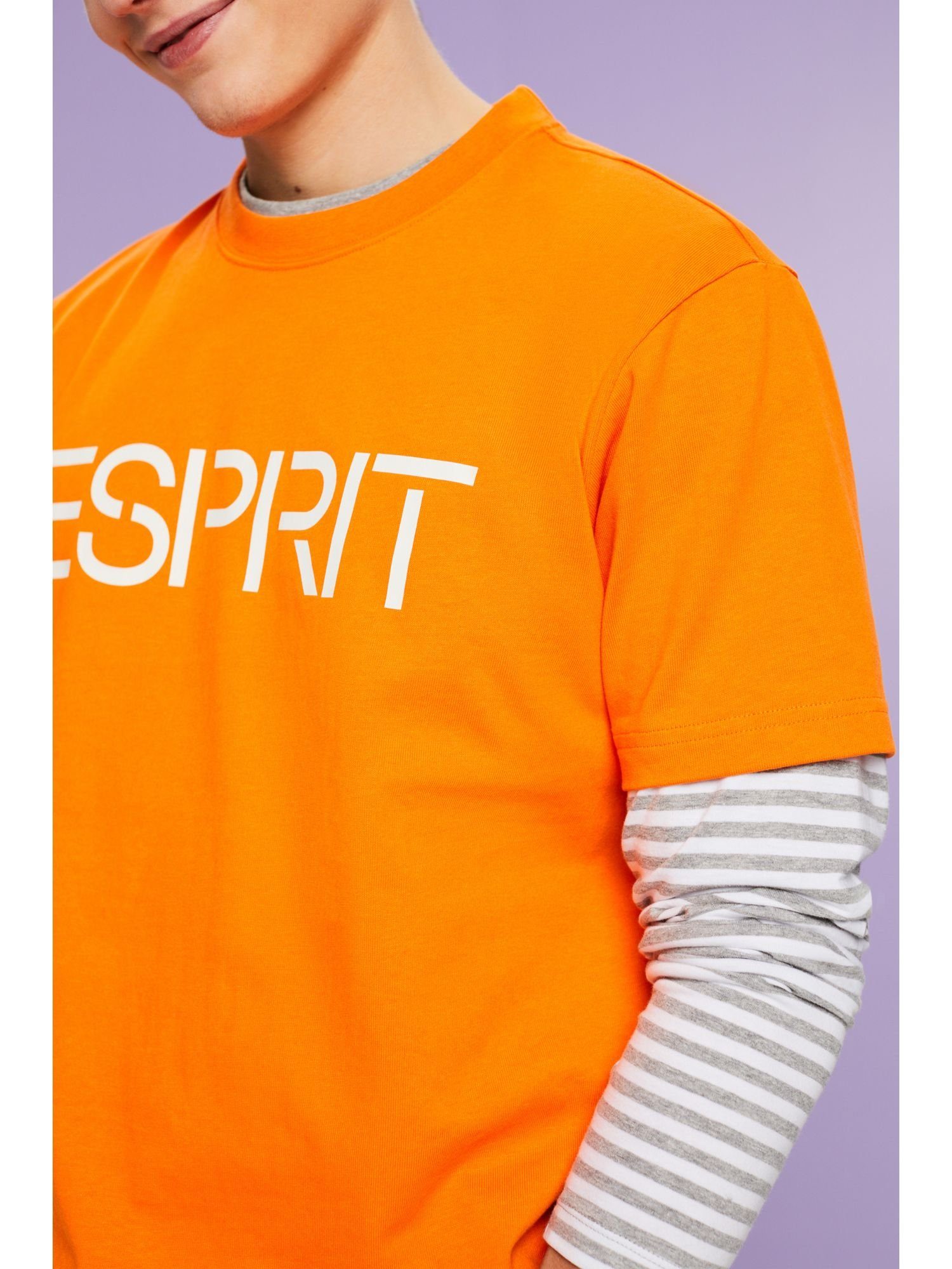 aus Logo-T-Shirt T-Shirt Baumwolljersey CORAL Unisex Esprit ORANGE (1-tlg)