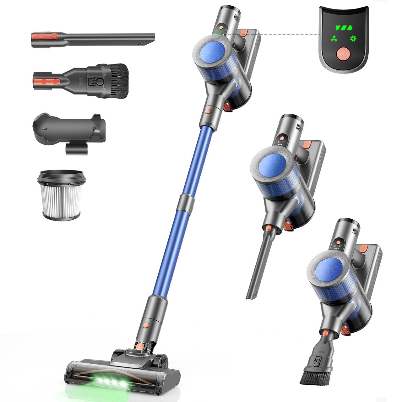 INSE Bodenstaubsauger S2 Staubsauger, 350 W, beutellos, 50KPa,55Min. Laufzeit,Selbststehend,Touch Display,Anti-Tangle Bürste