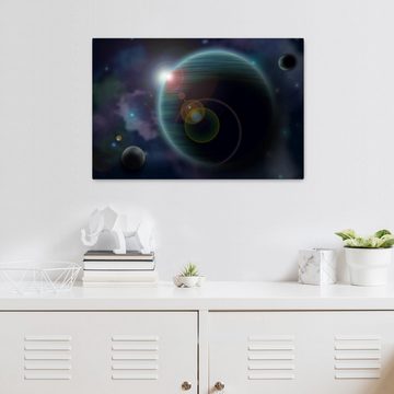 wandmotiv24 Leinwandbild Planet Space, Weltall (1 St), Wandbild, Wanddeko, Leinwandbilder in versch. Größen