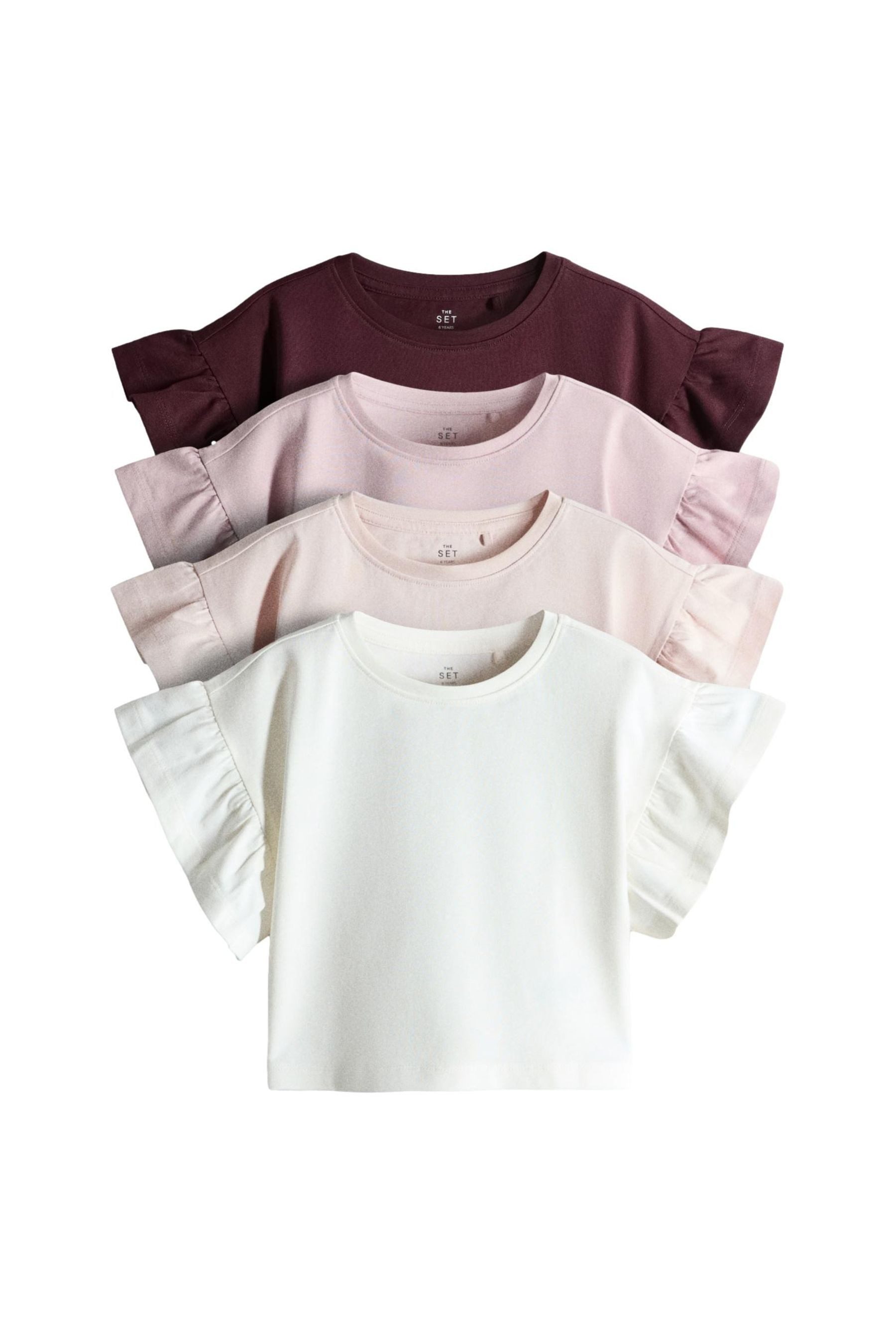 T-Shirt The Set T-Shirts mit Rüschenärmeln, 4er-Pack
