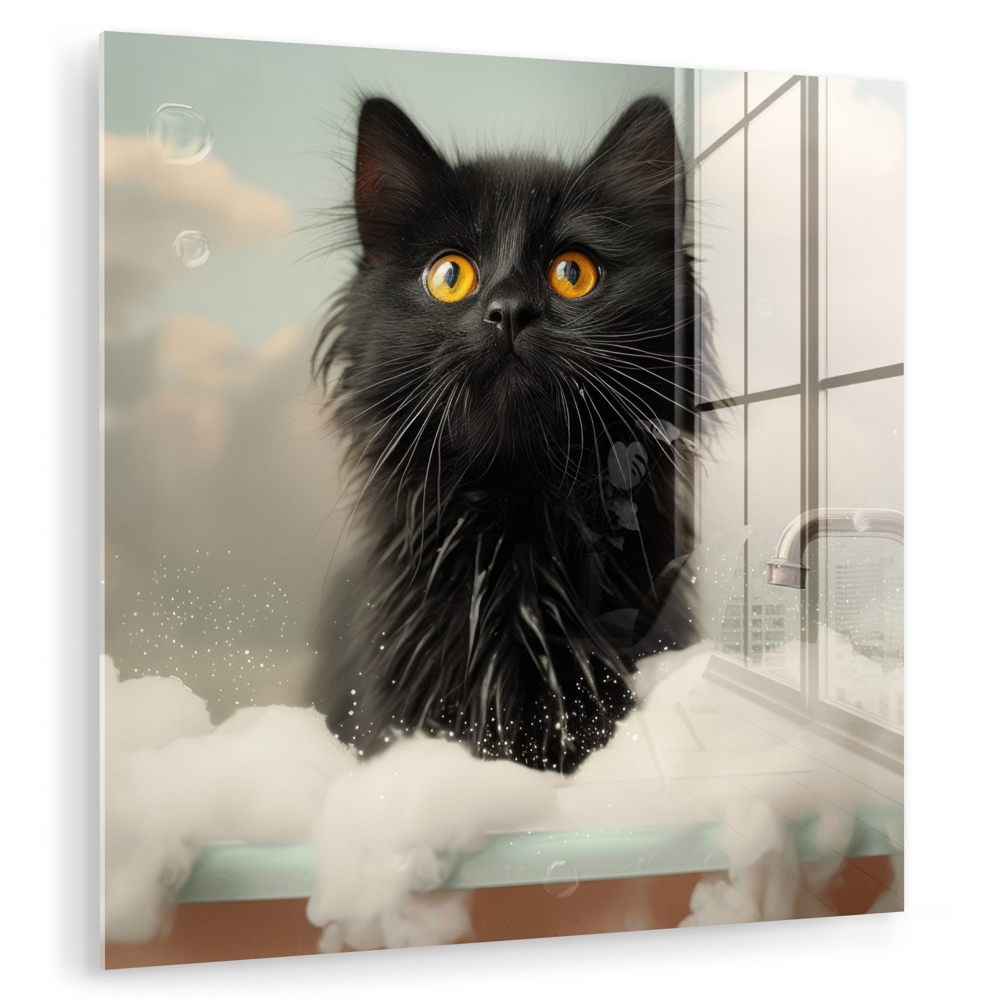 Acrylglasbild Katze - Bad - Schwarz - Tiere - Schaumstoff