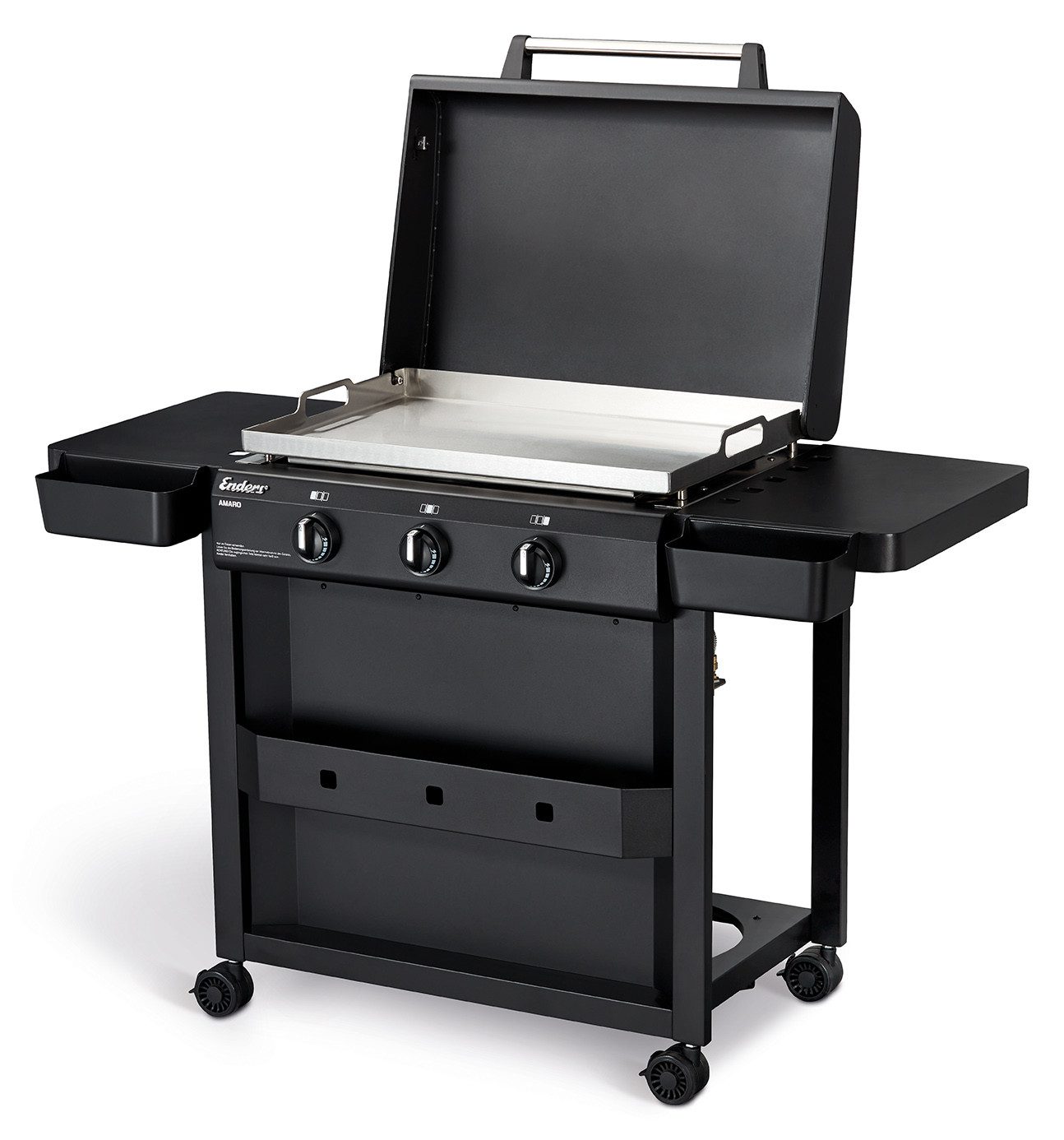 Enders® Gasgrill Amaro 3, Planchagrill, mit Ablage, Klappbarer Seitentisch, Grillrost Edelstahl