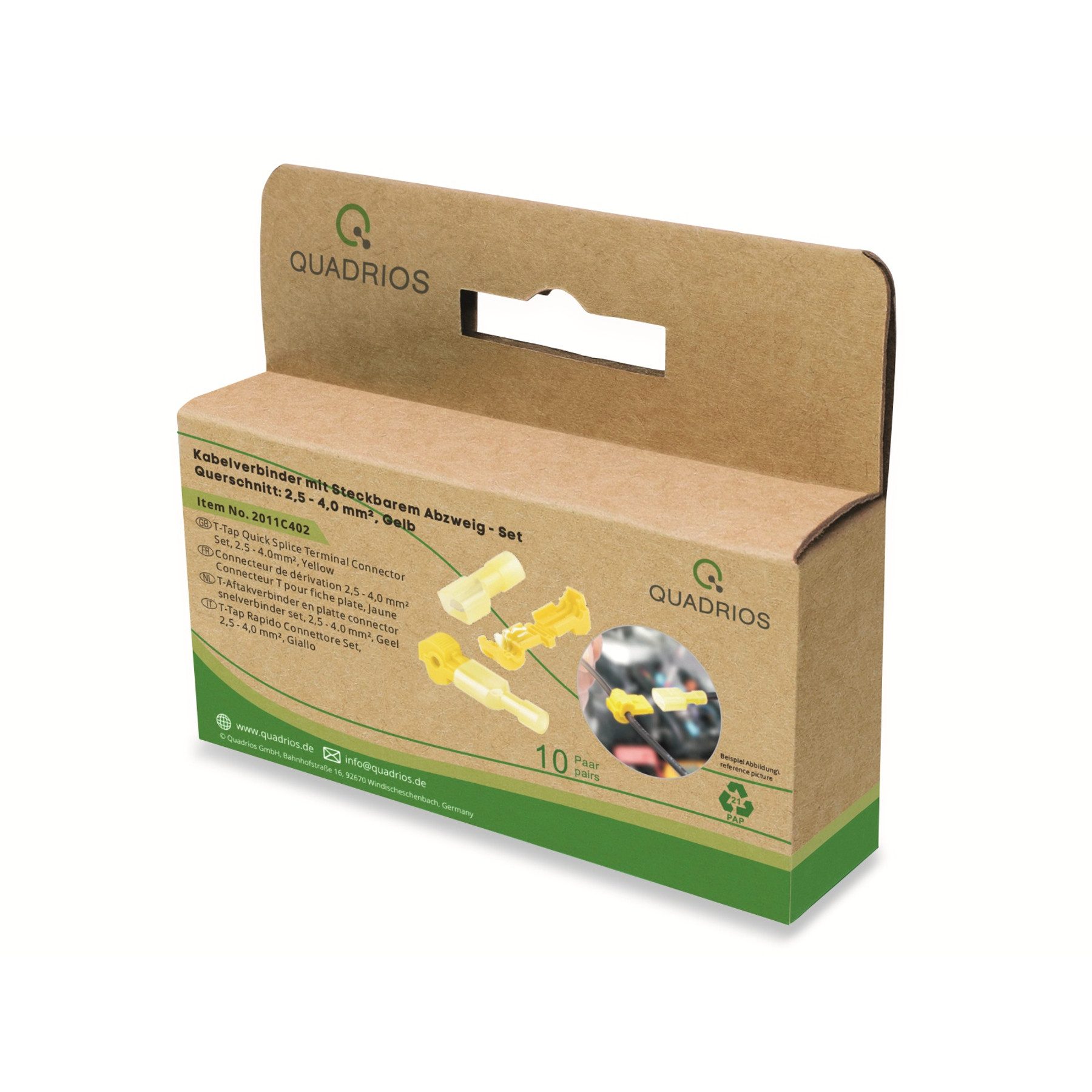 Quadrios Stoßverbinder QUADRIOS Kabelverbinder 2011C404, steckbarem Abzweig, 4.0 - 6.0 mm²