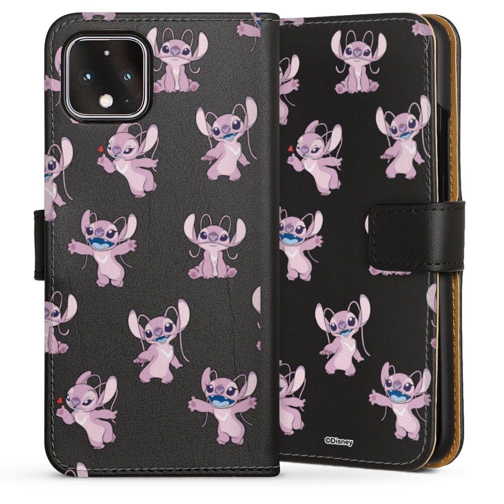DeinDesign Handyhülle Lilo & Stitch Engel Disney Angel Faces Pattern Transparent, Google Pixel 4 Hülle Flip Case Klapphülle Handytasche Leder