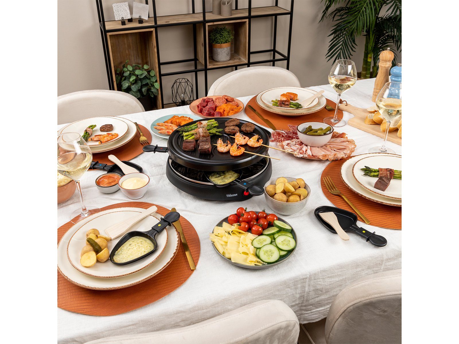 Tischgrill Gerät Camping Raclet Raclette, für Tristar Crepesmaker, geeignet Personen 2-6