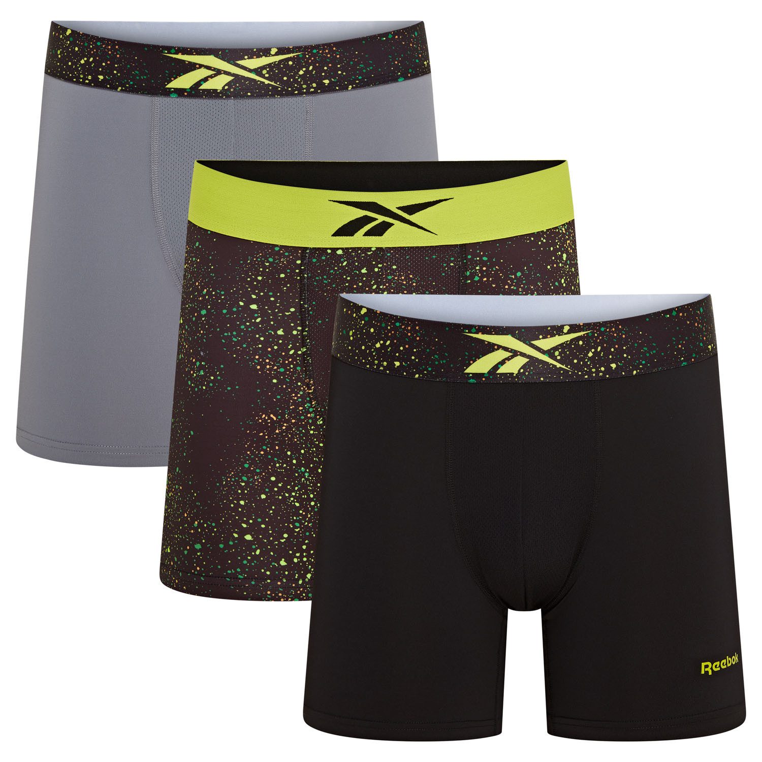 Reebok Trunk BENJI (3er Pack) basic, feuchtigkeitsregulierend, mit Logo, mit Muster, breiter Bund