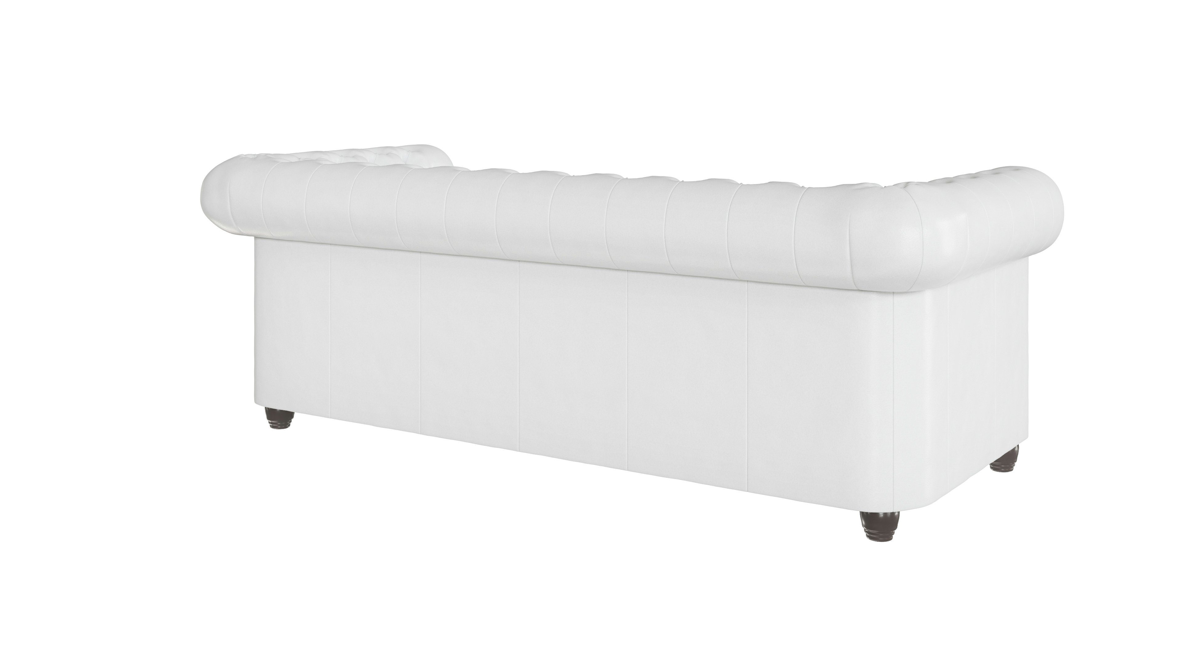 86cm 3-Sitzer, Möbel x 203cm T Jeff, Wellenfederung mit S-Style B Chesterfield-Sofa Weiß H mit Bettfunktion, 72cm, x