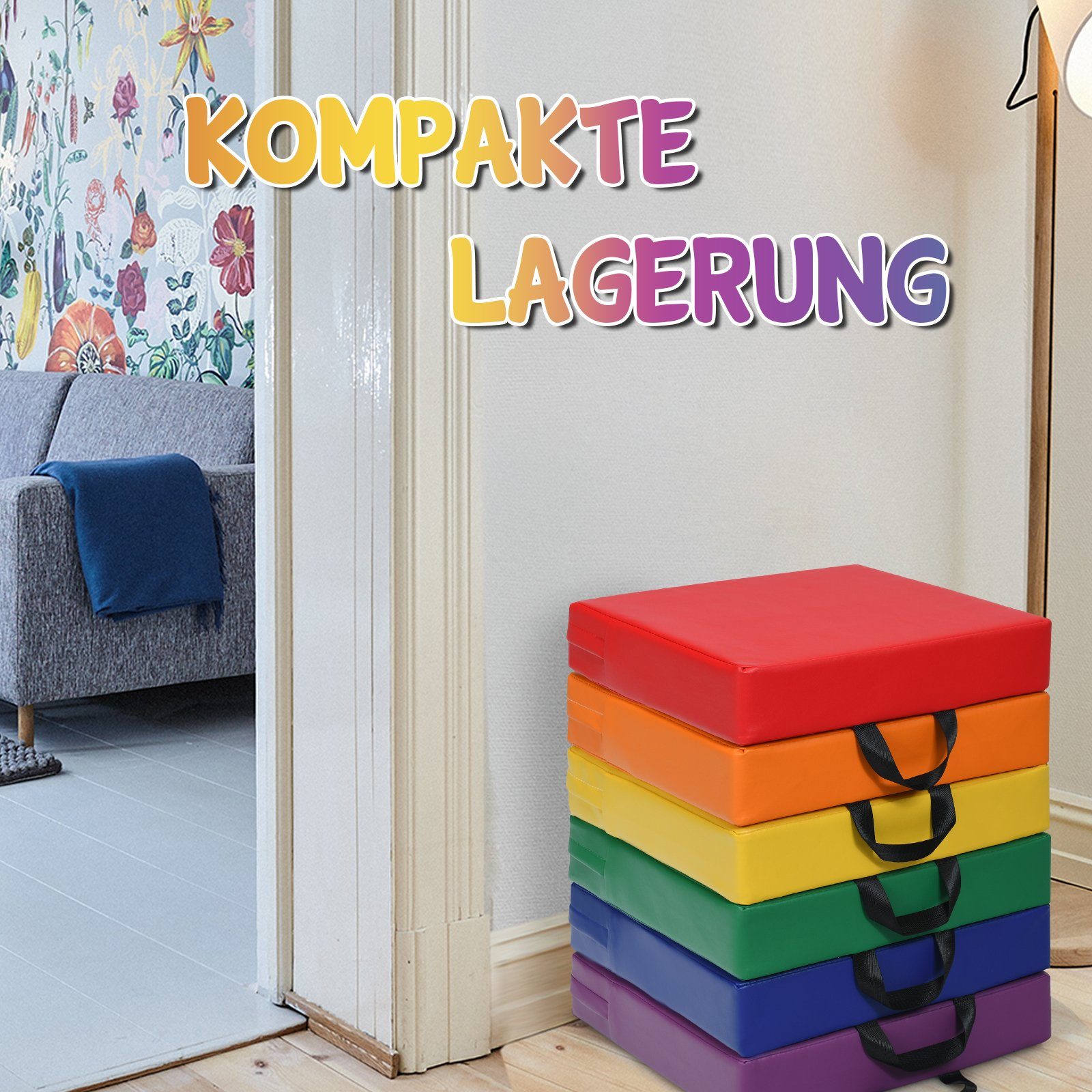 COSTWAY Bodenkissen 6er Set Kinder Sitzkissen, mit Griff & Reißverschluss günstig online kaufen