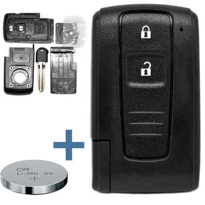 mt-key Auto Schlüssel Smartkey Gehäuse + TOY43 Notschlüssel Rohling + CR2032 Knopfzelle, CR2032 (3 V), für Toyota Prius Corolla Verso Funk Fernbedienung
