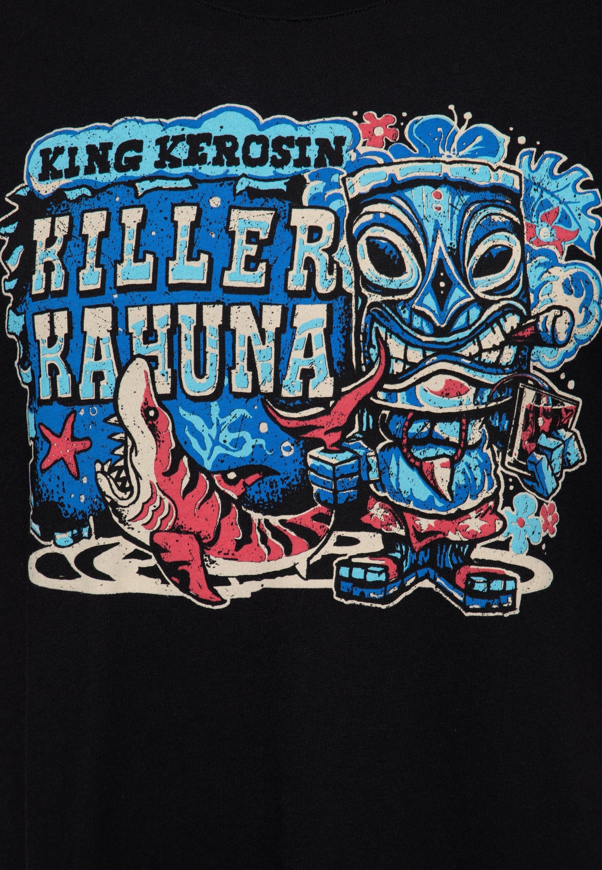 Tiki-Motiv mit Kahuna Print-Shirt KingKerosin schwarz Killer