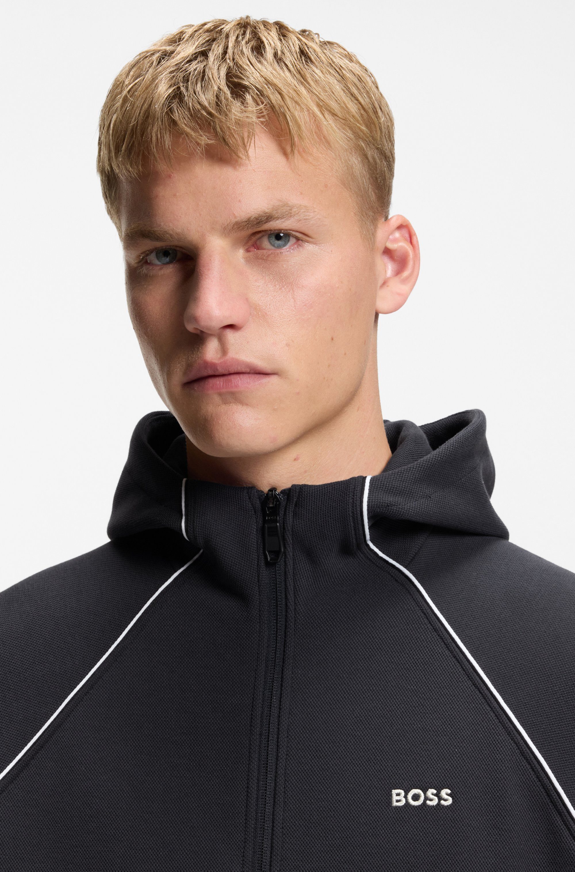 BOSS GREEN Sweatjacke mit Kapuze, Regular Fit, Eingrifftaschen