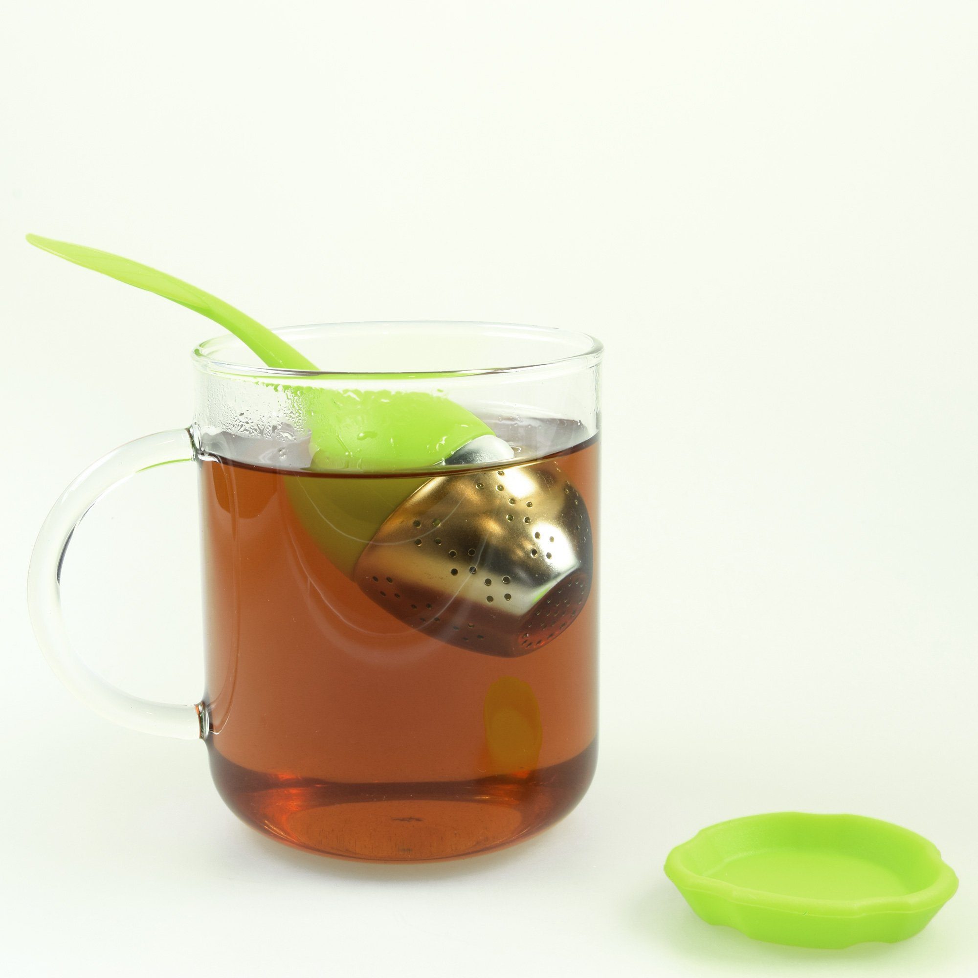 PhoneNatic Grün mit Edelstahl-Sieb Niedliches (BPA-frei) BlattSilikon Teesieb Tee-Ei