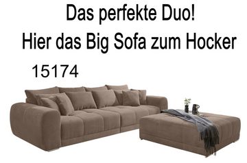 luma-home Polsterhocker 15178 (XXL-Hocker 120x120 cm mit Federkernpolsterung, passend zum Big Sofa), Cordstoff Braun Taupe