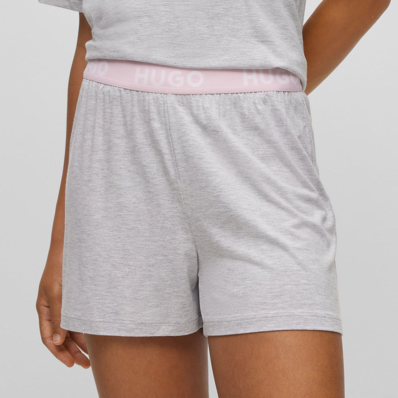 Unite Marken-Logos mit HUGO Shorts sichtbarem Pyjamashorts mit Bund
