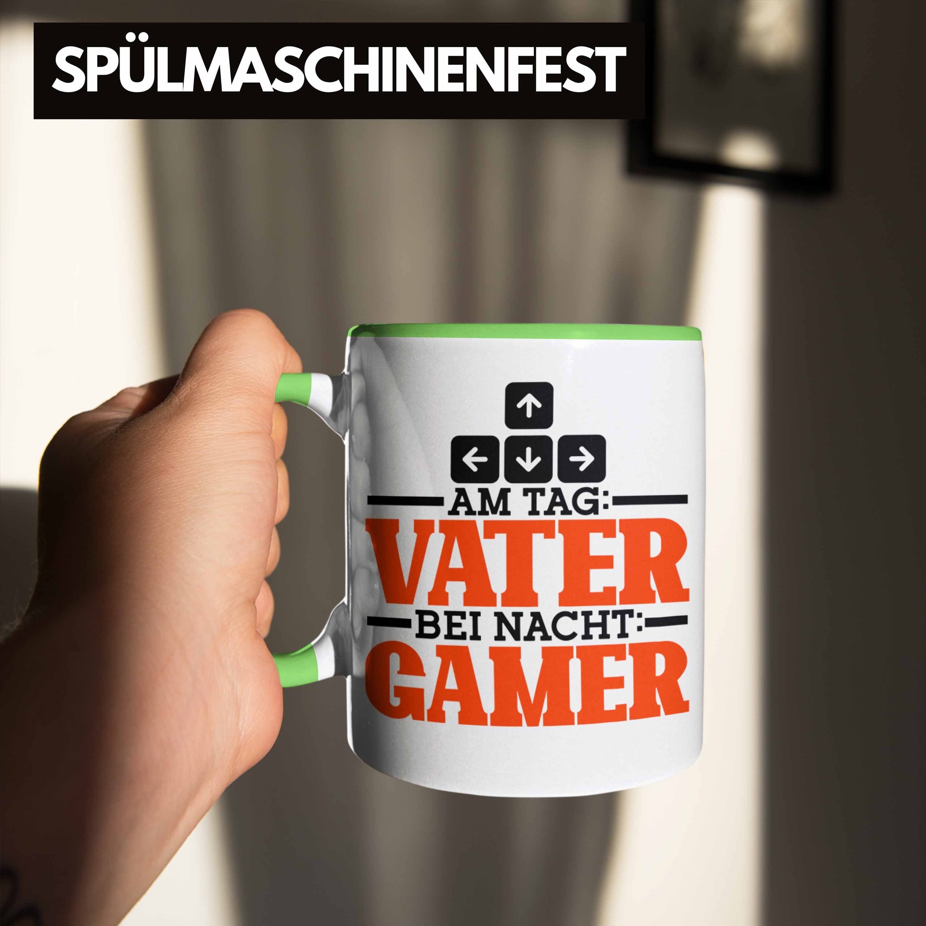 Trendation Tasse Tasse Vatertag für Grün Lustiges Gamer" "Am Tag Ga Geschenk Nacht Bei Vater