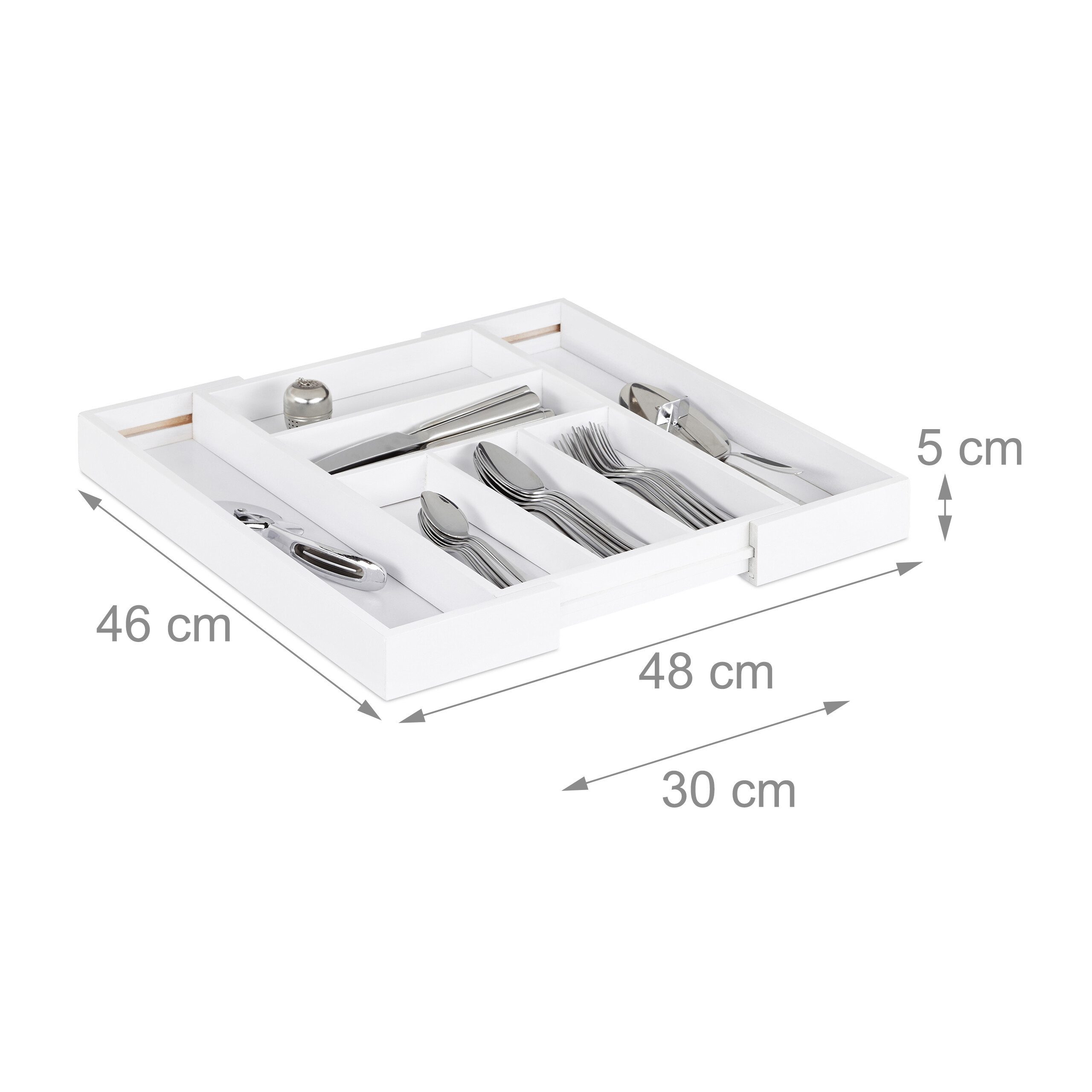 relaxdays Besteckkasten Besteckeinsatz Bambus weiß günstig online kaufen