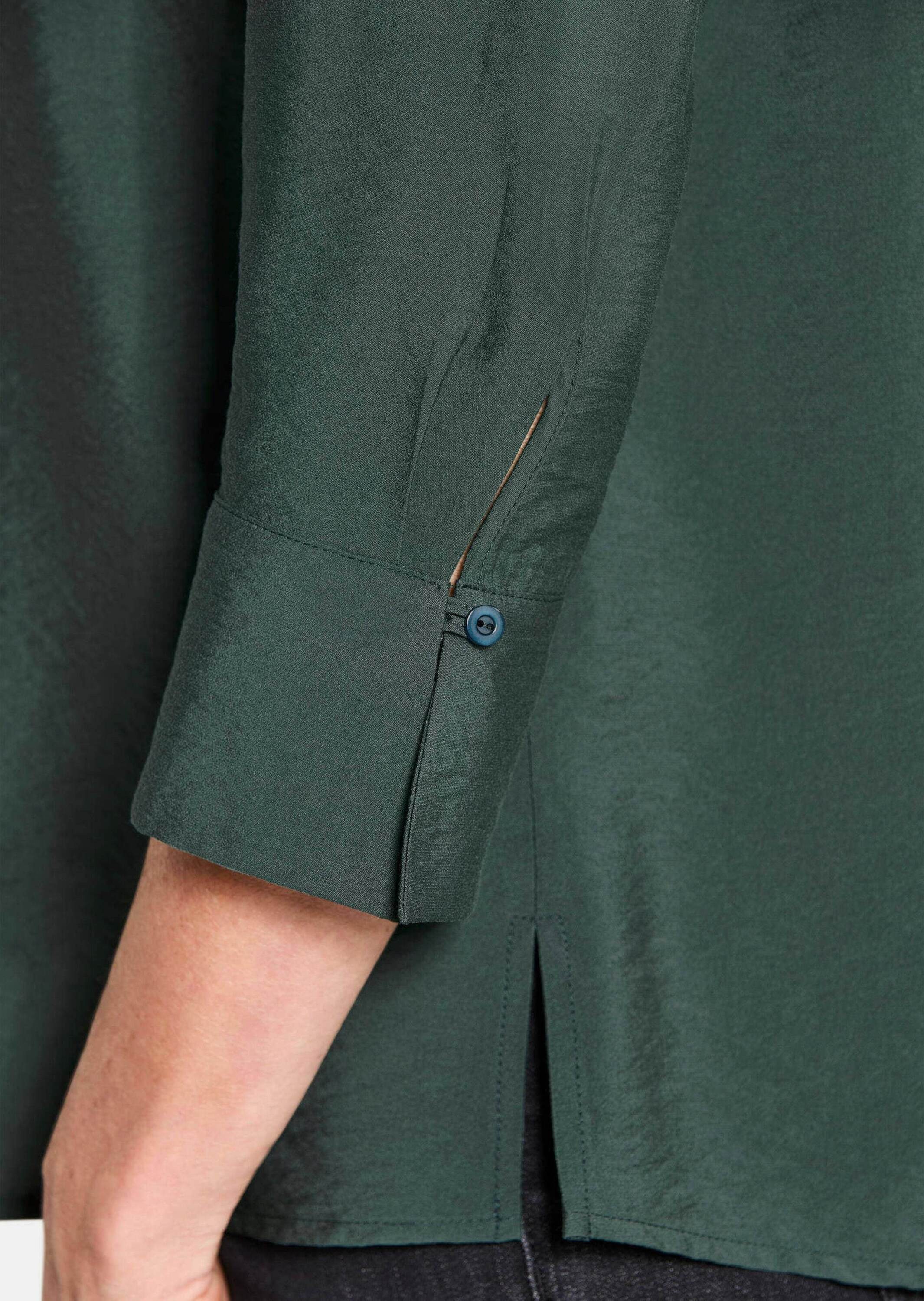 GOLDNER Schlupfbluse Kurzgröße: Viskosebluse mit 3/4-Ärmeln, Rundhals Strukturierte Bluse mit Halbarm und Ziernaht