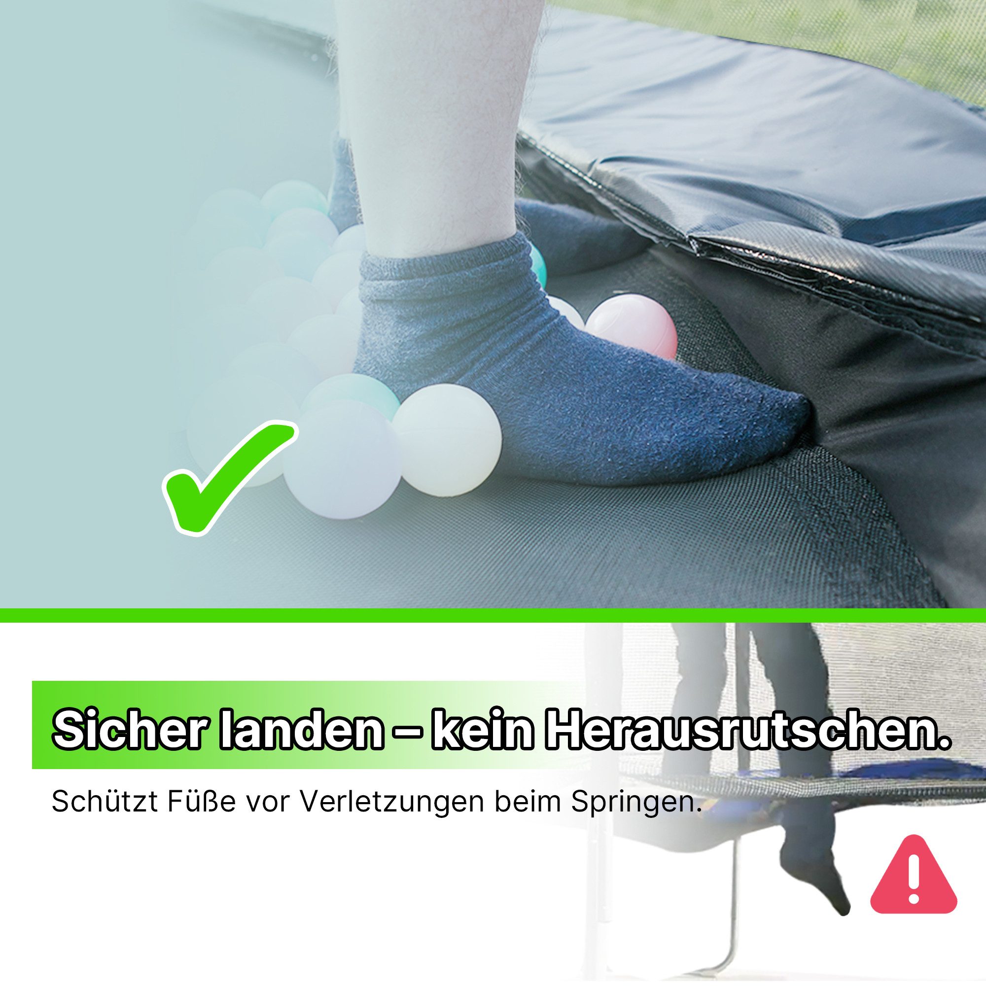 LeJump Gartentrampolin LeJump Outdoor Trampolin Ø 305/366/ cm,TÜV GS-geprüft, Ø 305 cm, Mit Sicherheitsnetz »Deluxe«, Schutzrand schwarz