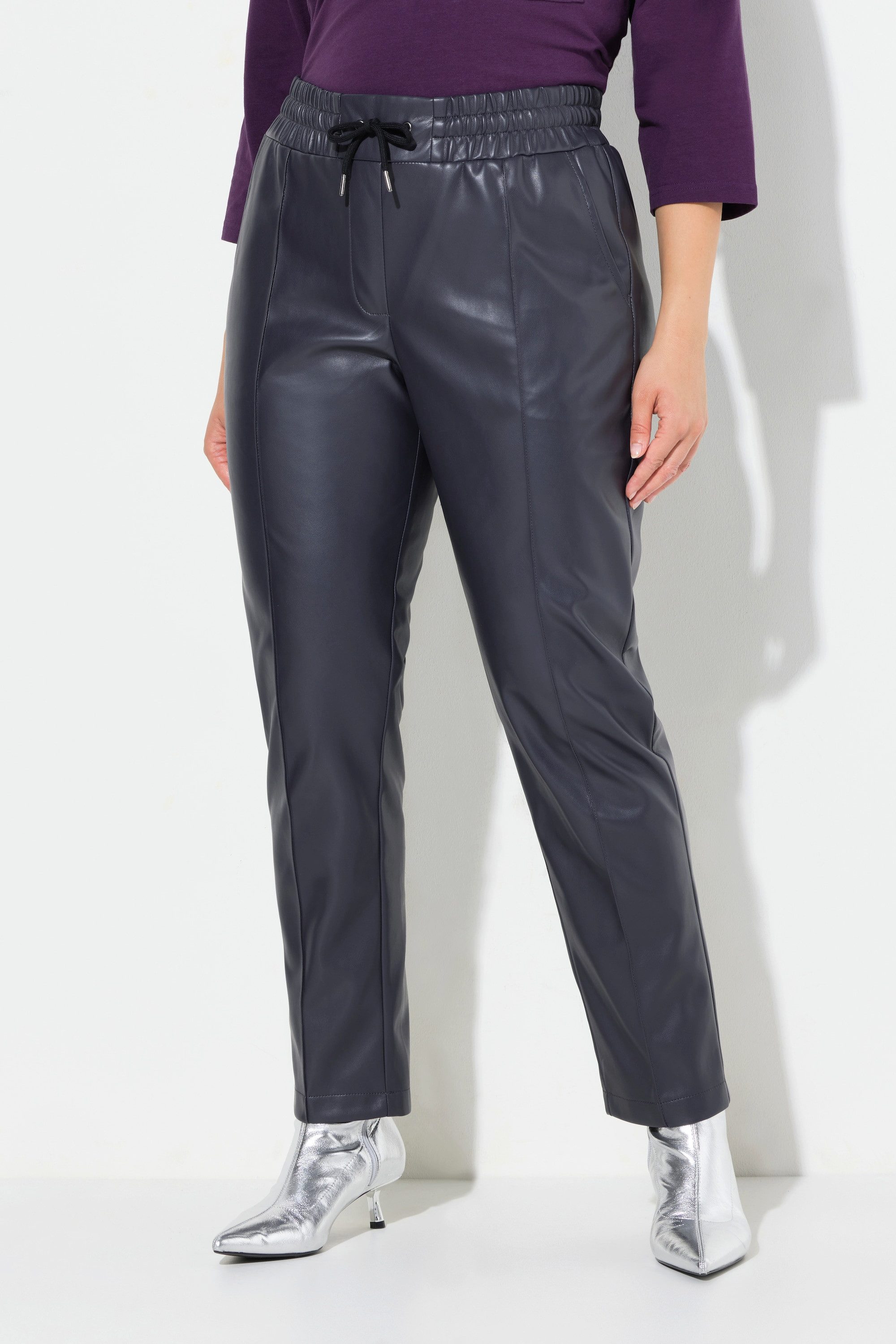 Ulla Popken Schlupfhose 7/8-Hose Lederoptik Biesen günstig online kaufen