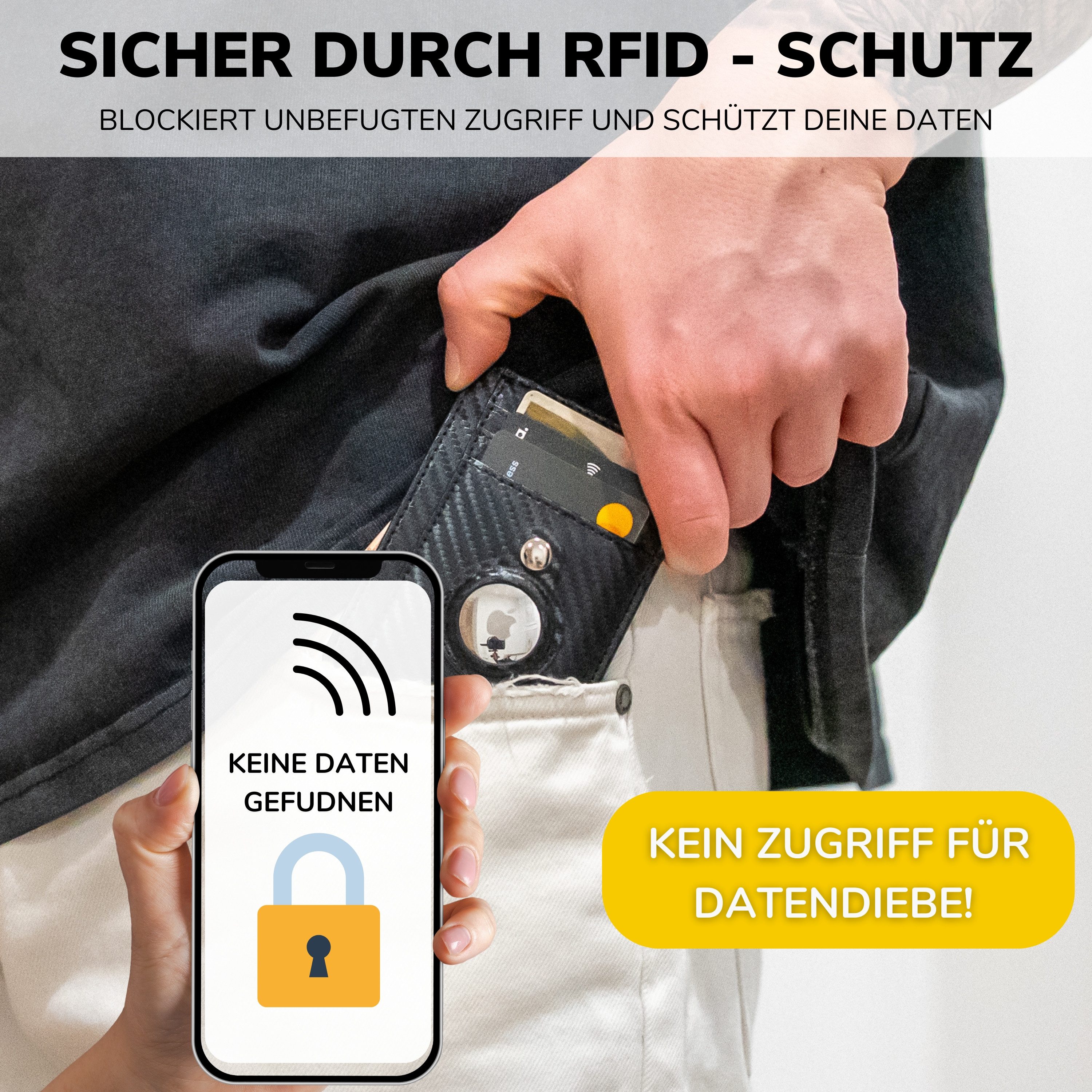 SLIMJACK Mini Geldbörse Apple AirTag Wallet - Herren - echt Leder - RFID-Schutz - Cardholder (Slim Wallet), - Kleiner Geldbeutel - Portemonnaie - Kartenhalter - – Bild 4 von 5