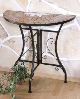 DanDiBo Konsolentisch Tisch Halbrund Konsolentisch Wandtisch Beistelltisch Metall Mosaik