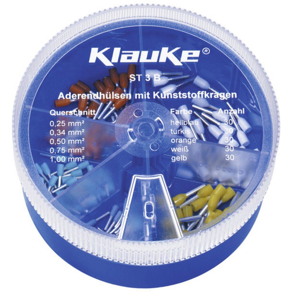 Klauke Ringkabelschuh Klauke 1 mm² Weiß, ST3B mm² Aderendhülsen-Sortiment Gel, Hellblau, ST3B 0.25