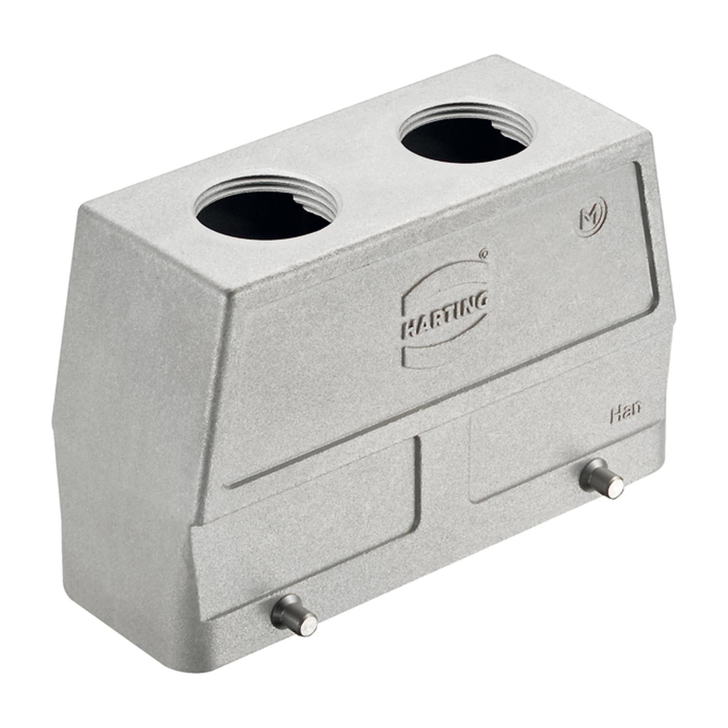 Harting DIN-Stecker Titel:Han 24B EMV / High Temp Tüllengehäuse hoch, 2xM25 gerader Kabel, Keine Verpackungseinheiten, Kein Mindestauftragswert