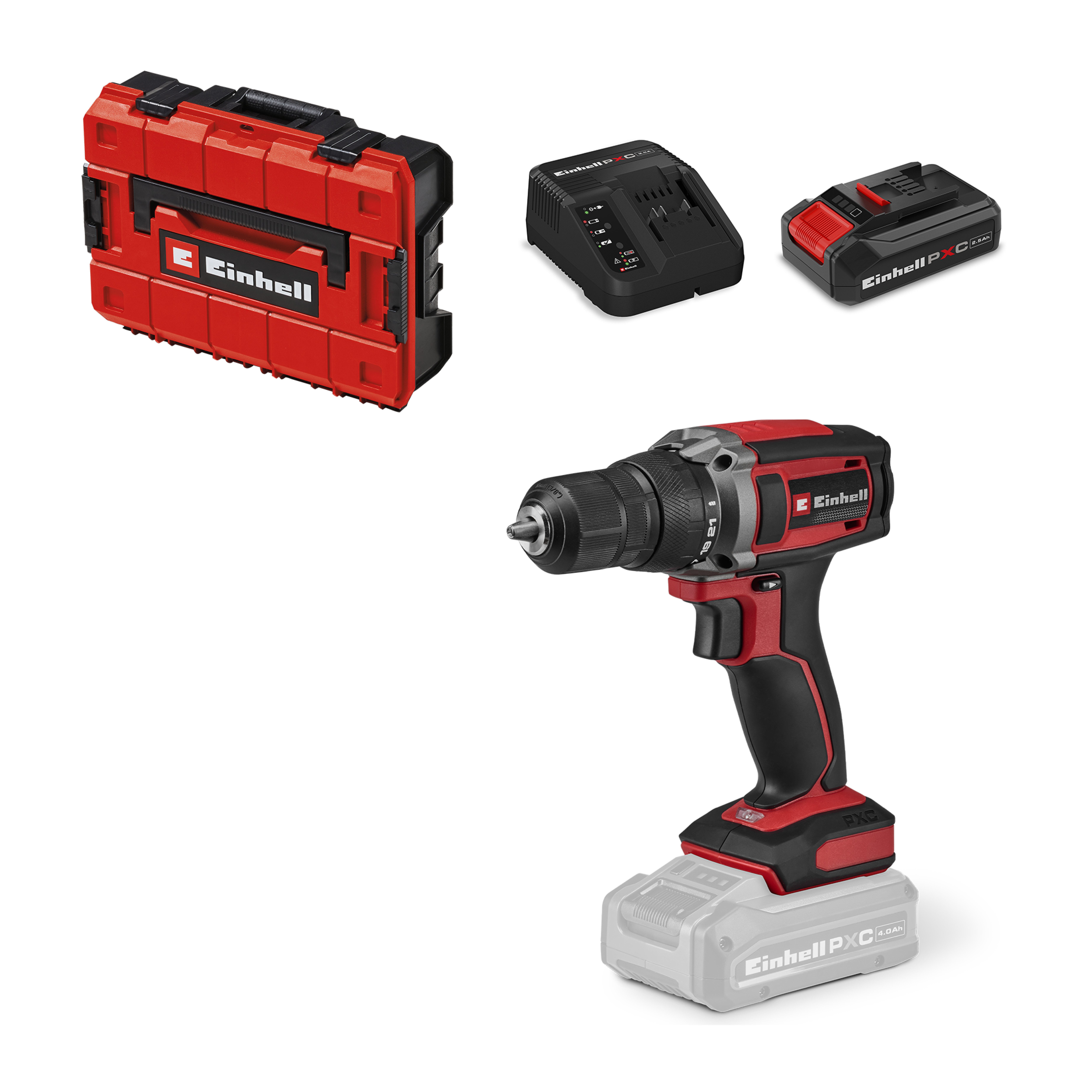 Einhell Akku-Bohrschrauber TC-CD 18/38 (1x2,5Ah), (4-tlg), mit Akku und Ladegerät