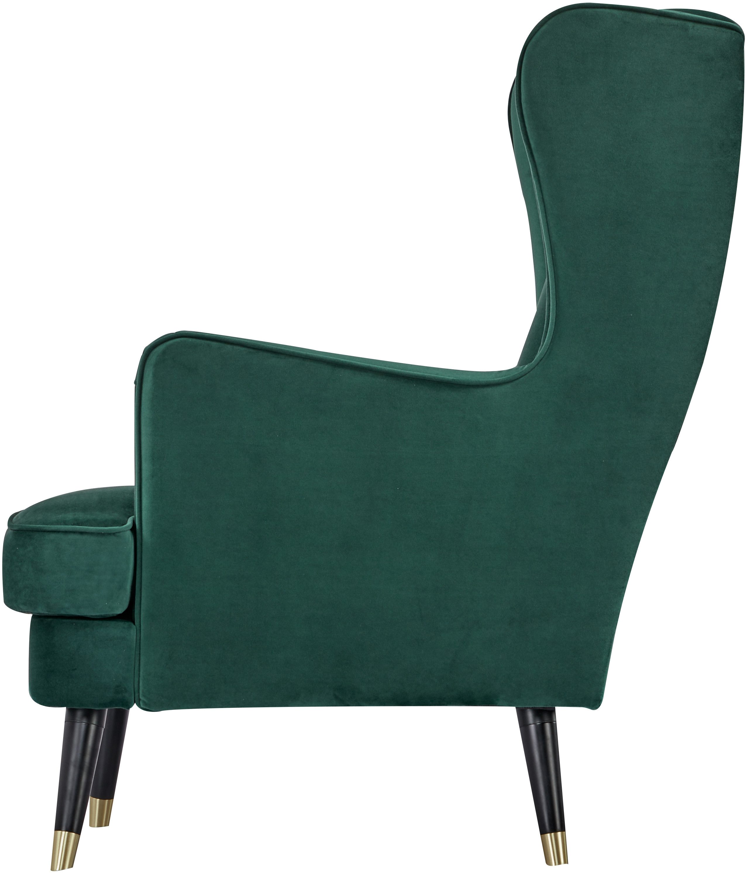 Home affaire Ohrensessel ZILLER, TV-Sessel, frei im Raum stellbar, in Cord und Samtvelours, Holzfüsse mit dekorativen Metallhülsen, Traumhafter Relaxsessel – Bild 5 von 5