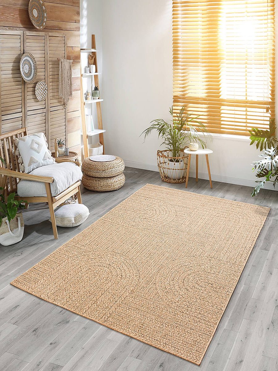 the carpet Teppich Kansas, rechteckig, Höhe: 1 mm, moderner robuster In und Outdoor Teppich Jute Look