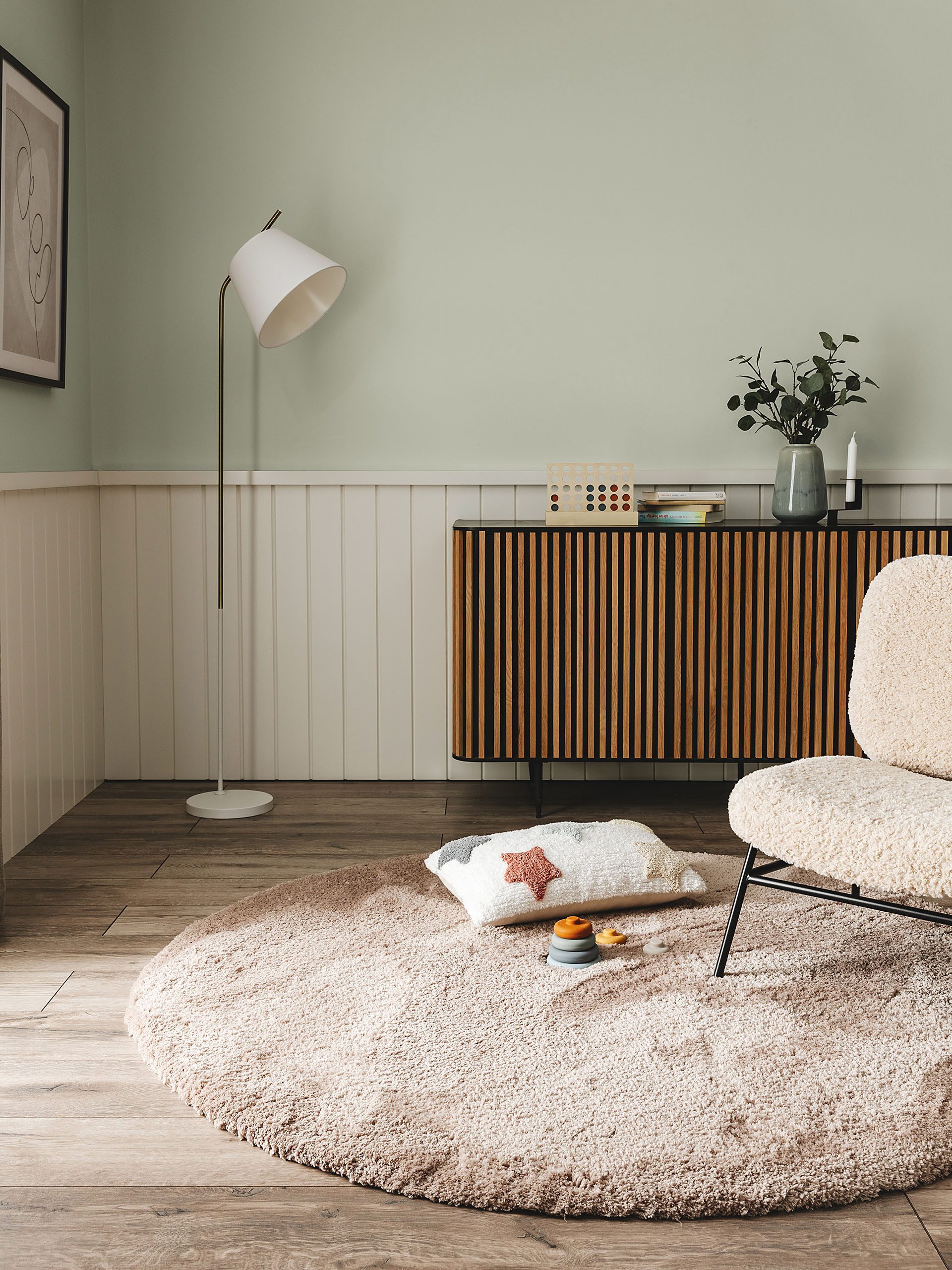 benuta Hochflor-Teppich Cloudy, rund, Höhe: 31 günstig online kaufen