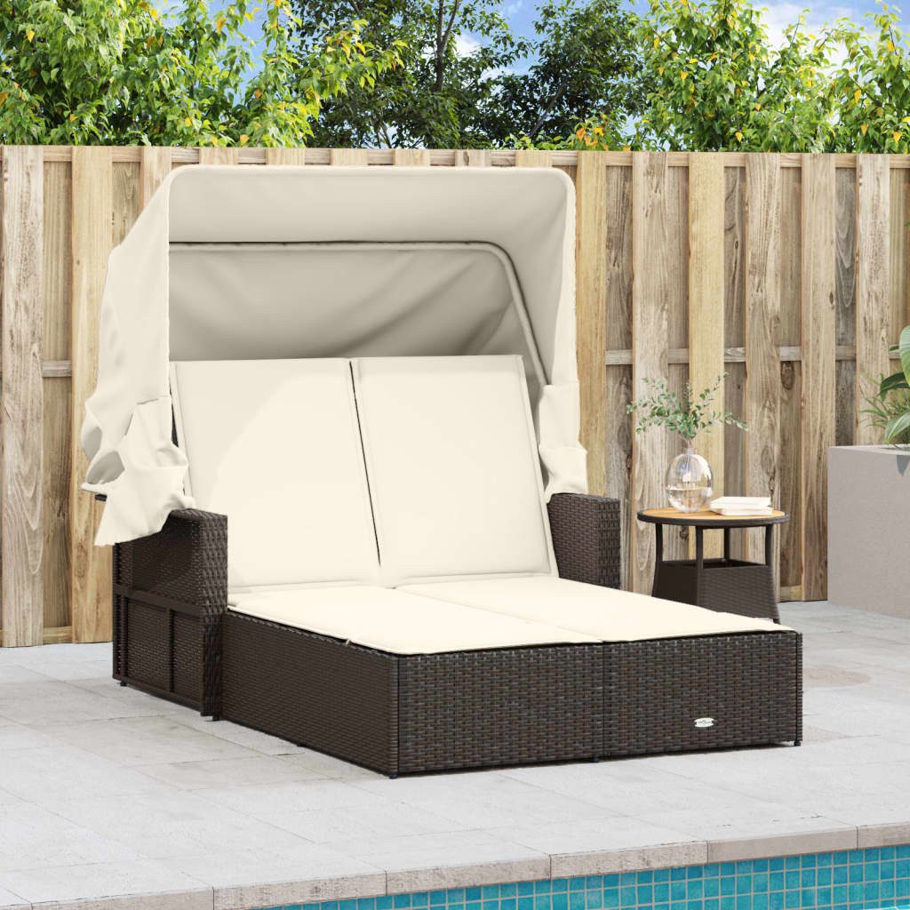 vidaXL Gartenliege Doppel-Sonnenliege mit Dach und günstig online kaufen