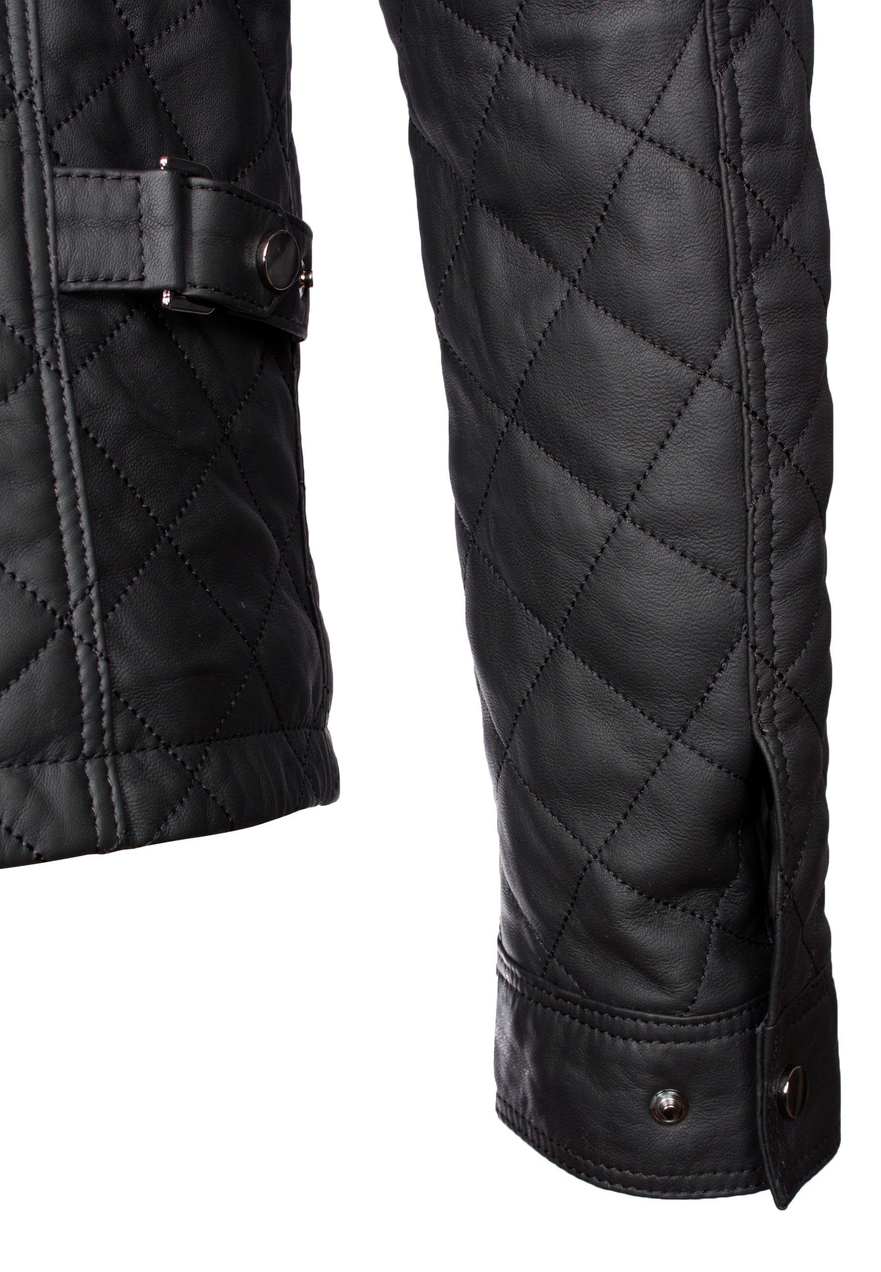 Lolus Lederjacke Tale 2 Schwarz Elegante und sportliche Steppjacke aus weichem Lammnappa Leder – Bild 4 von 5